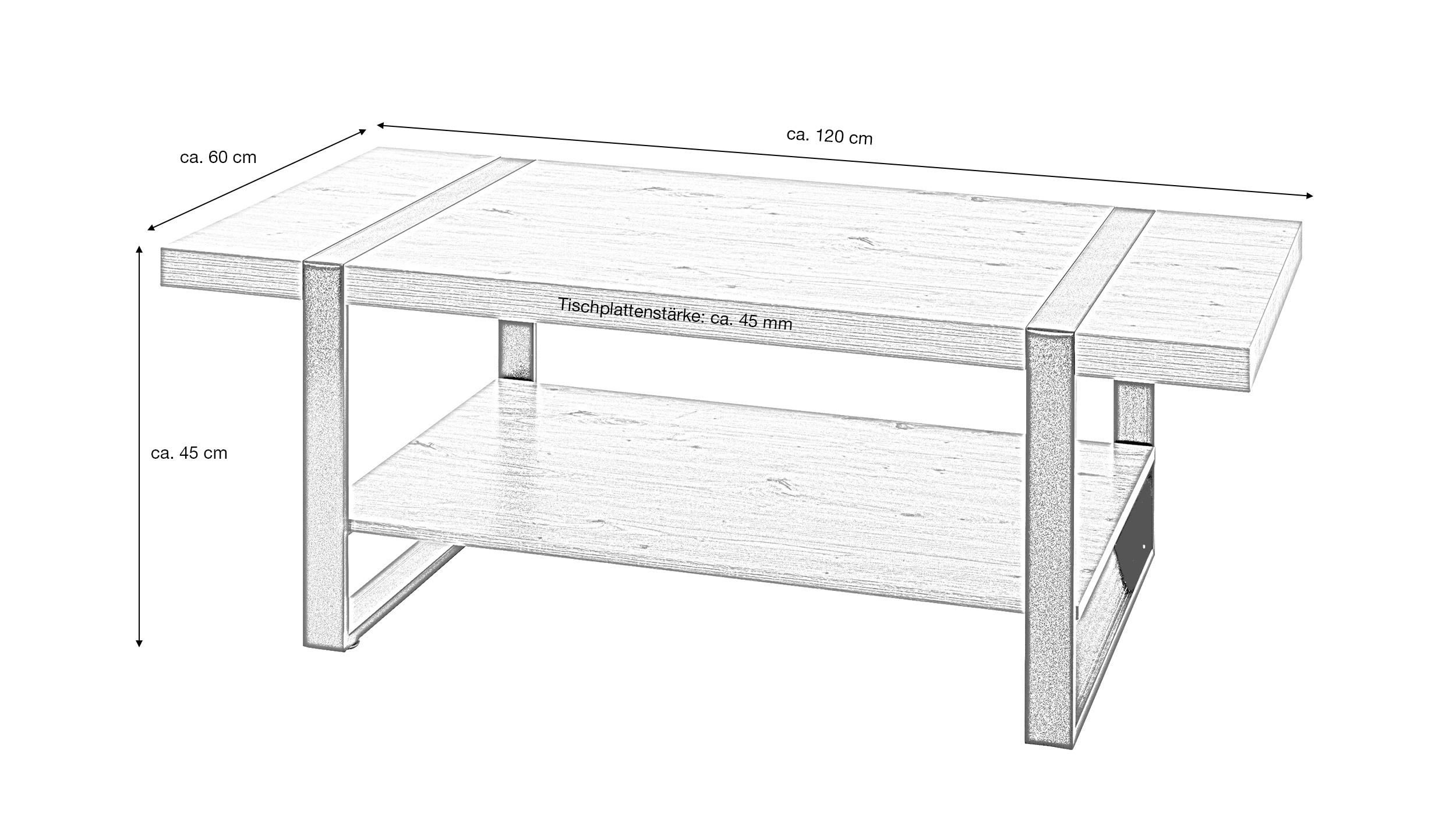Couchtisch Eiche Optik 120 x 60 cm Kufengestell - Saragossa