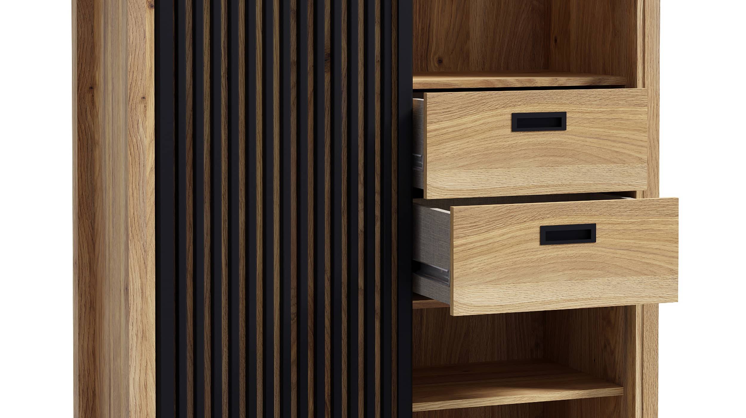  Highboard Mauvella Oak Eiche - schwarz 103 cm - JYTANA 