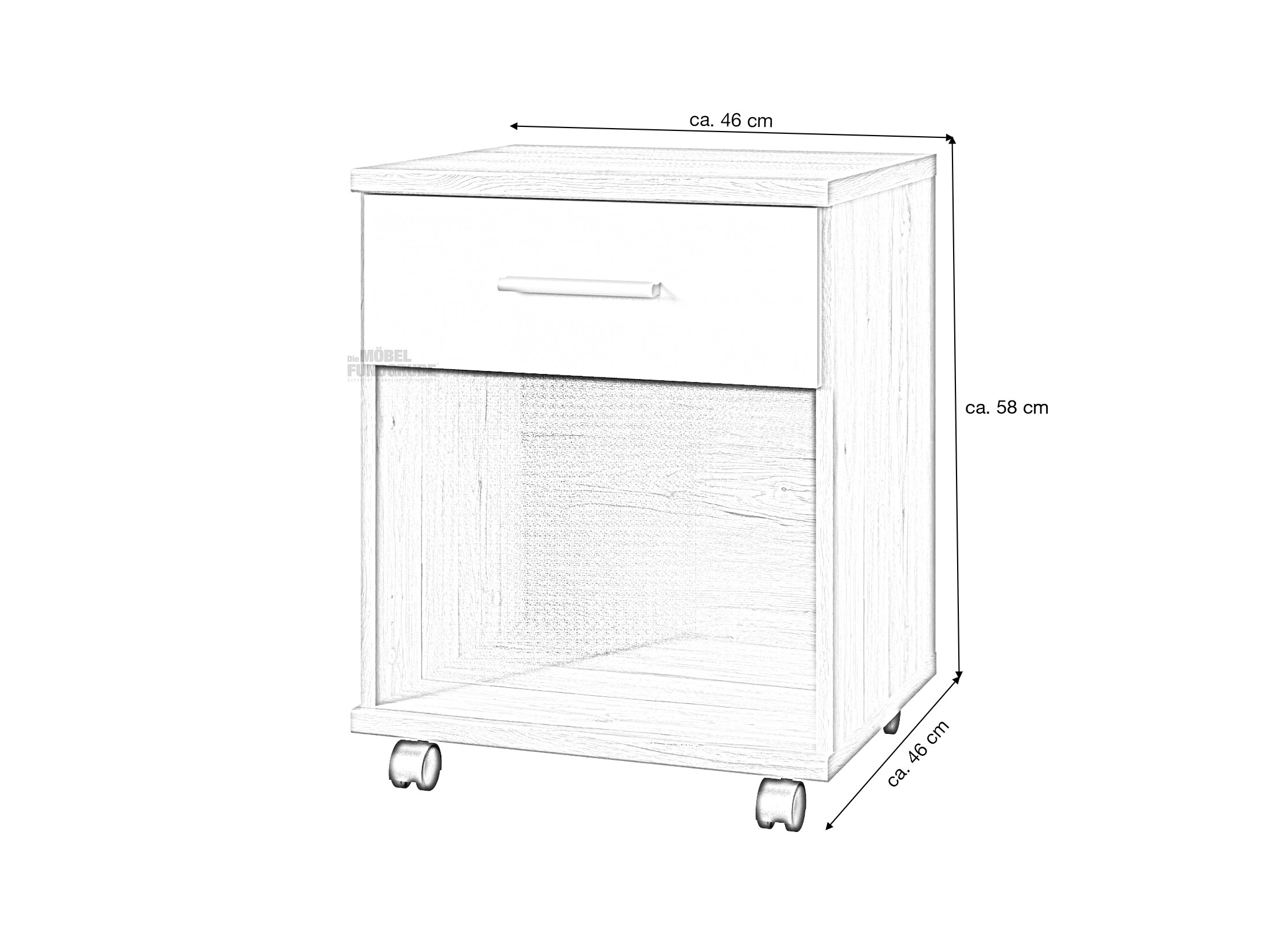 Rollcontainer San Remo Eiche - weiß 46 x 46 cm - JOKER