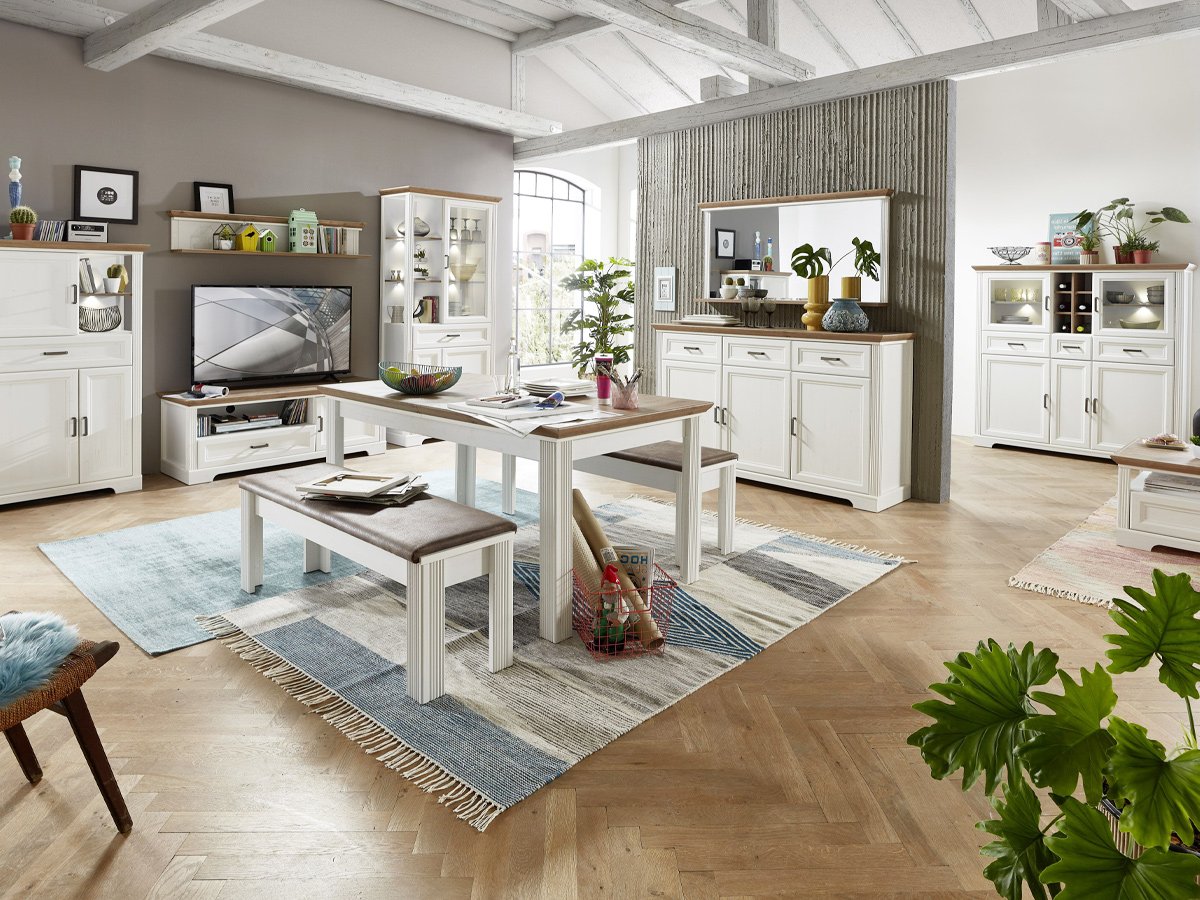 Sideboard Pinie weiß - Artisan Eiche 166 cm - JASMIN