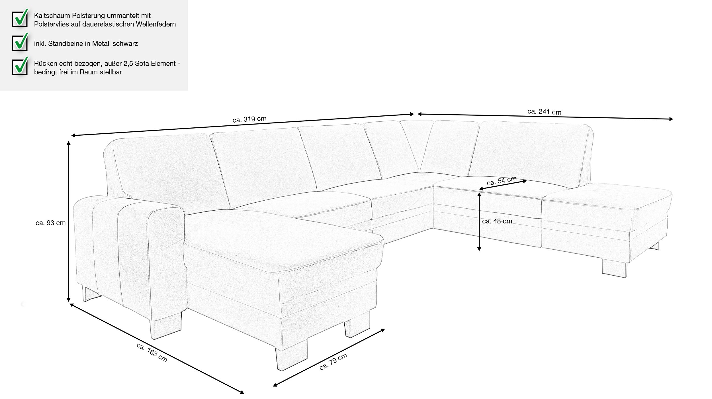 Couchliebe® Wohnlandschaft planbar - anthrazit - Basis Version - CINCINATTI
