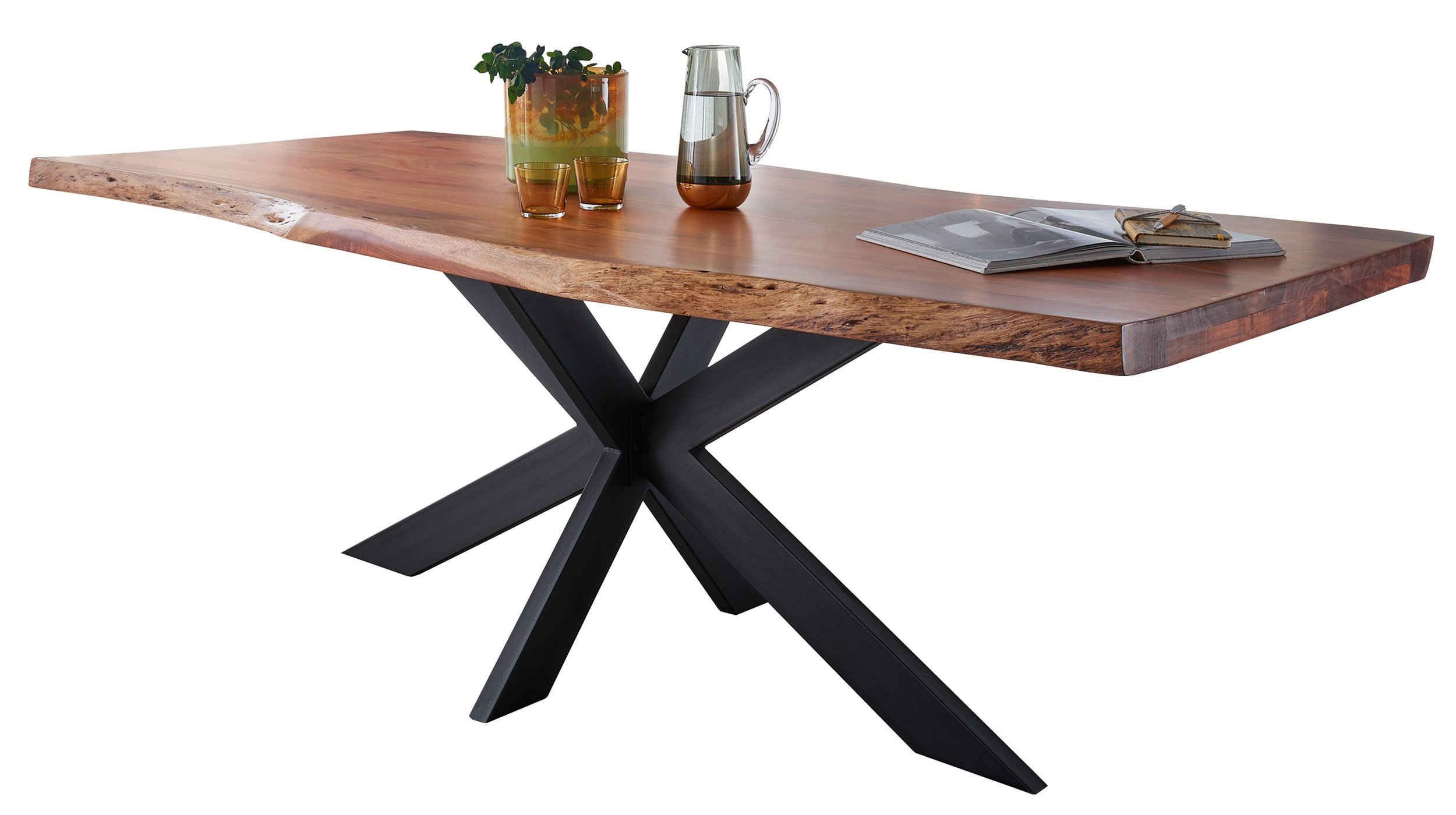 Esstisch Baumkantentisch 220 cm massiv lackierte Akazie - TIM Esstisch Baumkantentisch 220 x 100 cm massiv Akazie - TIM