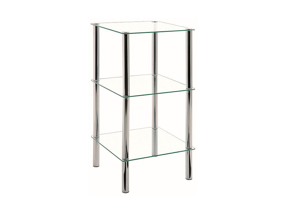 Beistelltisch chrom - Glas - quadratisch - 39 x 77 cm - EMDEN Beistelltisch Chrom - Glas quadratisch 39x77x39 cm - EMDEN