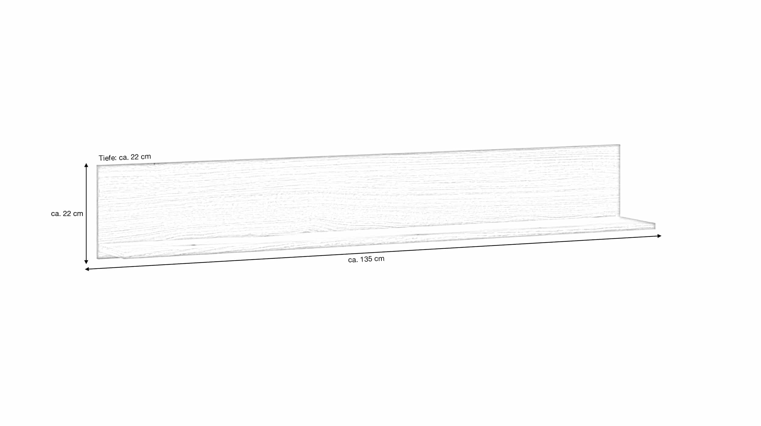 Wandboard Coast Evoke Eiche - 135 cm - DELAMAR 