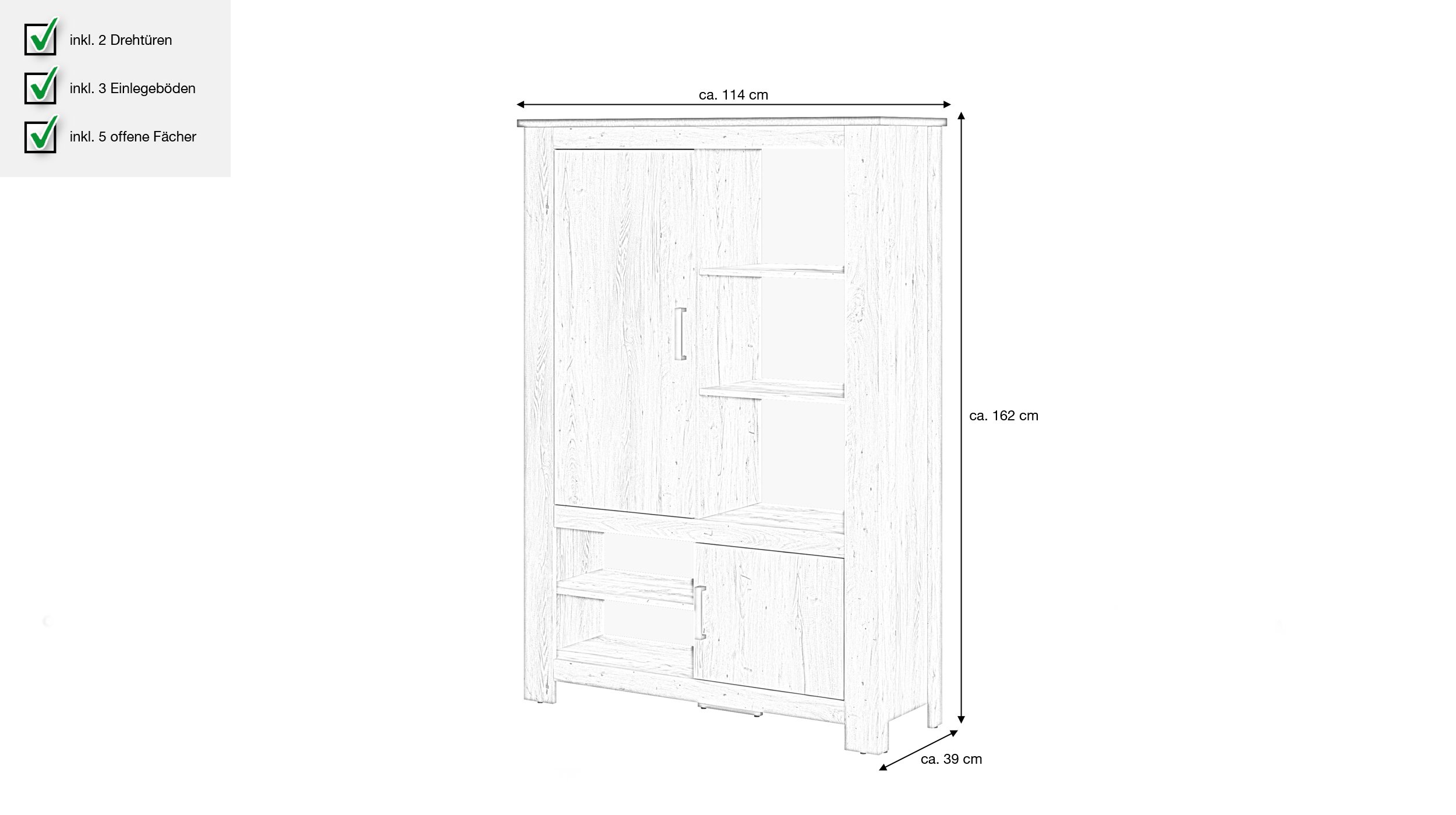 Highboard Kastanie Breslau - Matera 114 cm - RAPALLO