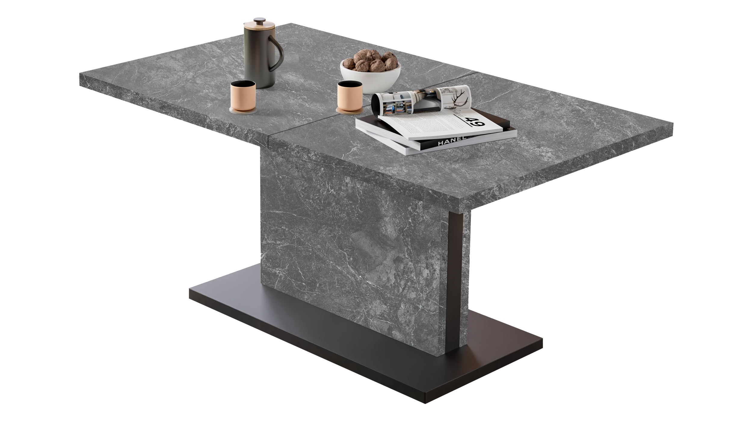 Couchtisch ausziehbar - grau - 120/160 cm - höhenverstellbar - LIFT Couchtisch ausziehbar - grau - 120/160 cm - höhenverstellbar - LIFT