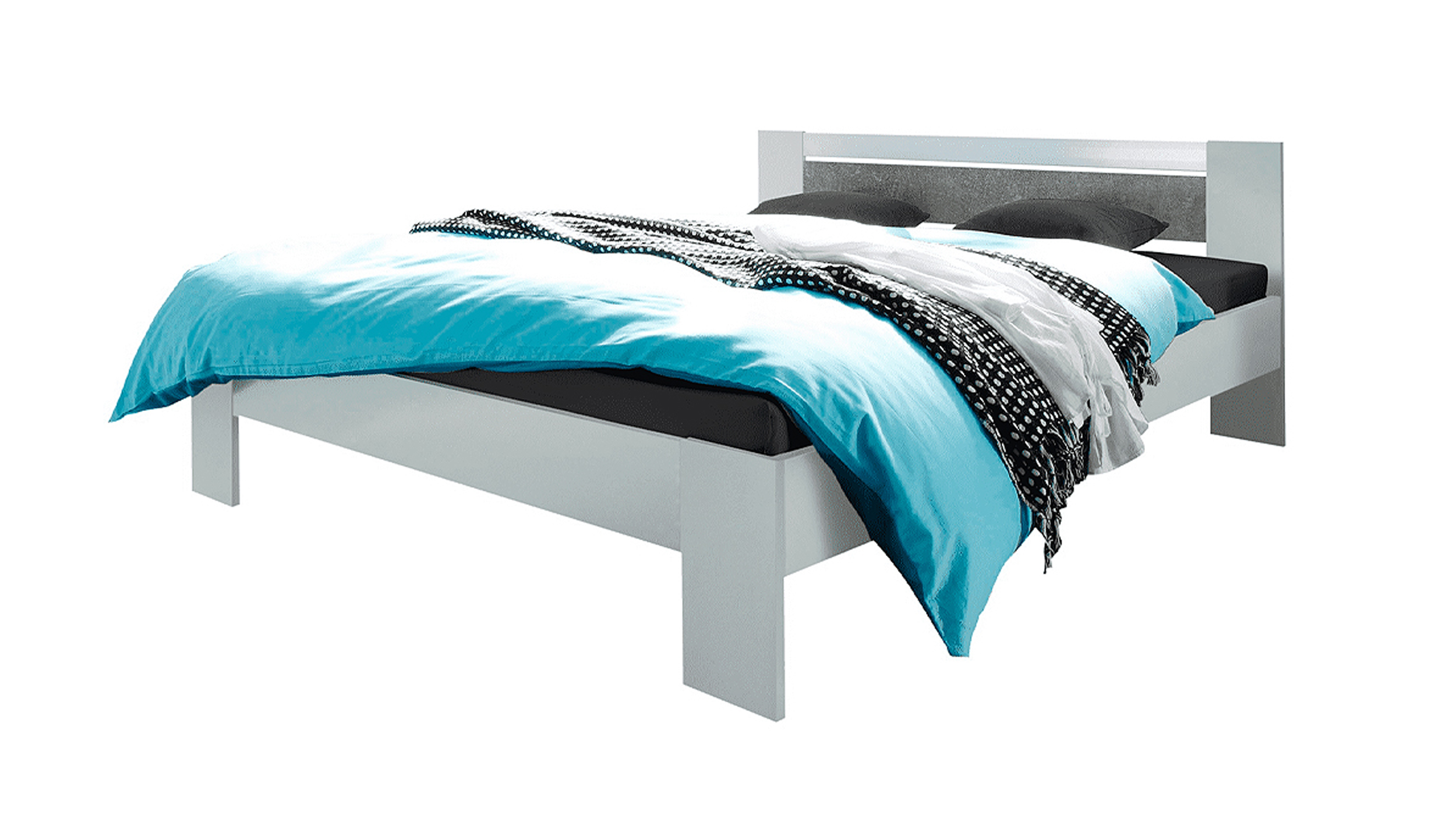 Futonbett 140 x 200 cm Einzelbett weiß - Betonoptik - VEGA Futonbett 140 x 200 cm Einzelbett weiß - Betonoptik - VEGA