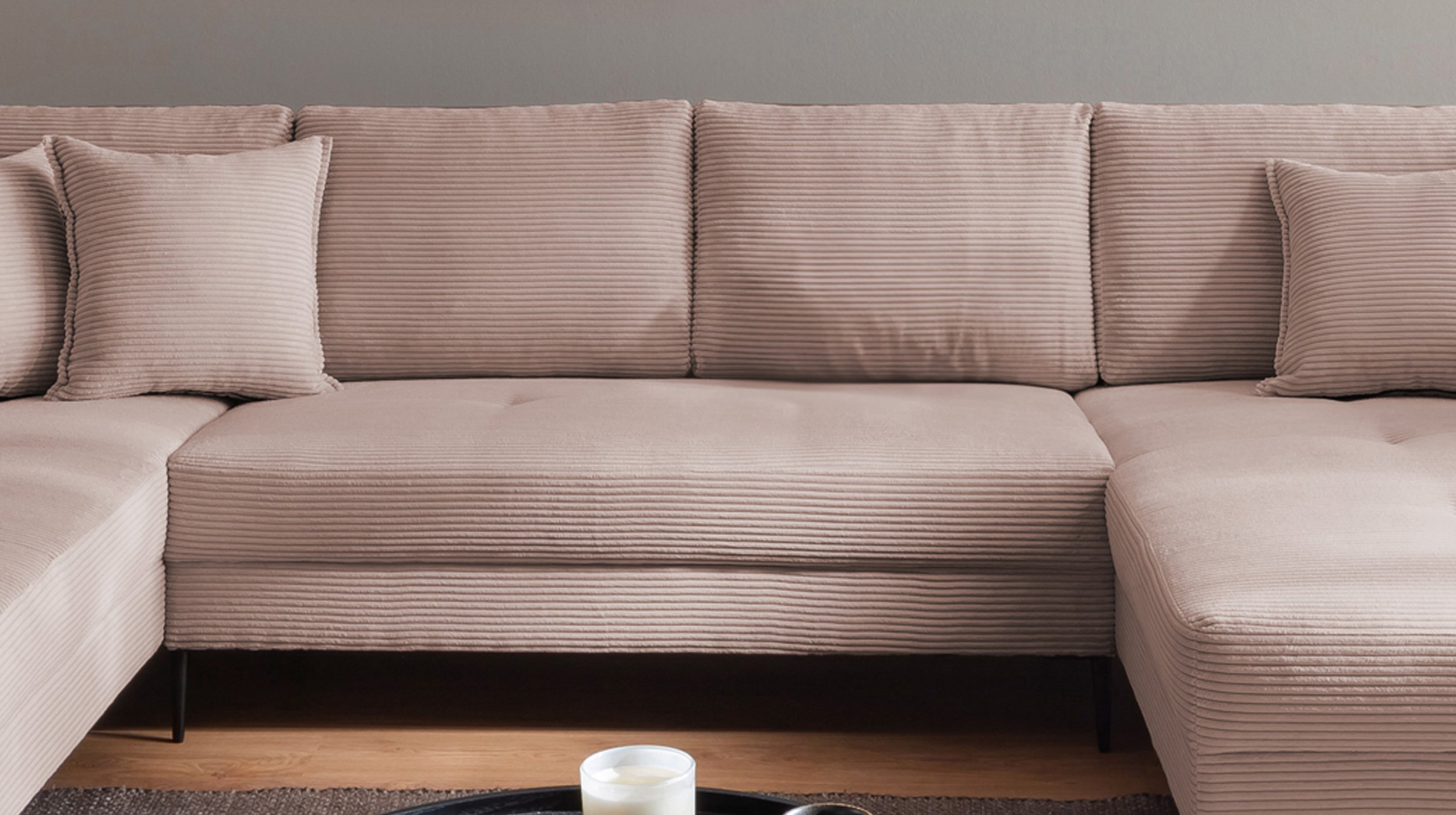 Wohnlandschaft Cord rosa - 360 cm - SUMMER 