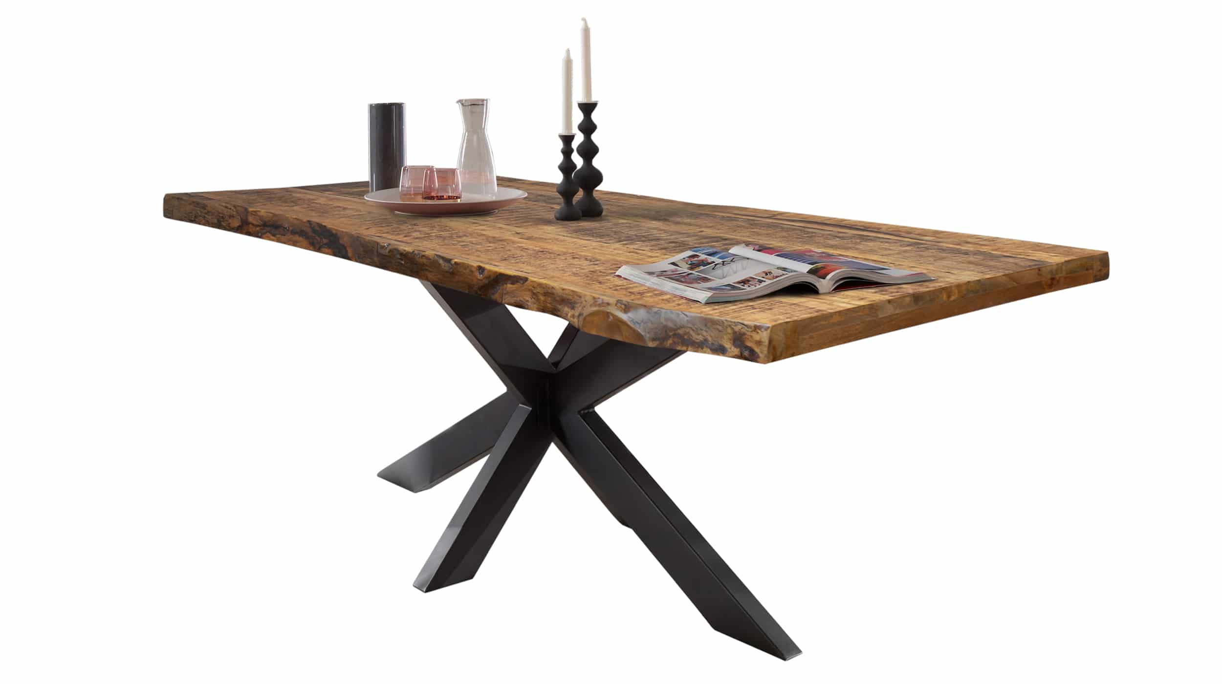 Esstisch Baumkantentisch 220 cm massiv Mango lackiert - TIM Esstisch Baumkantentisch 220 cm massiv Mango lackiert - TIM