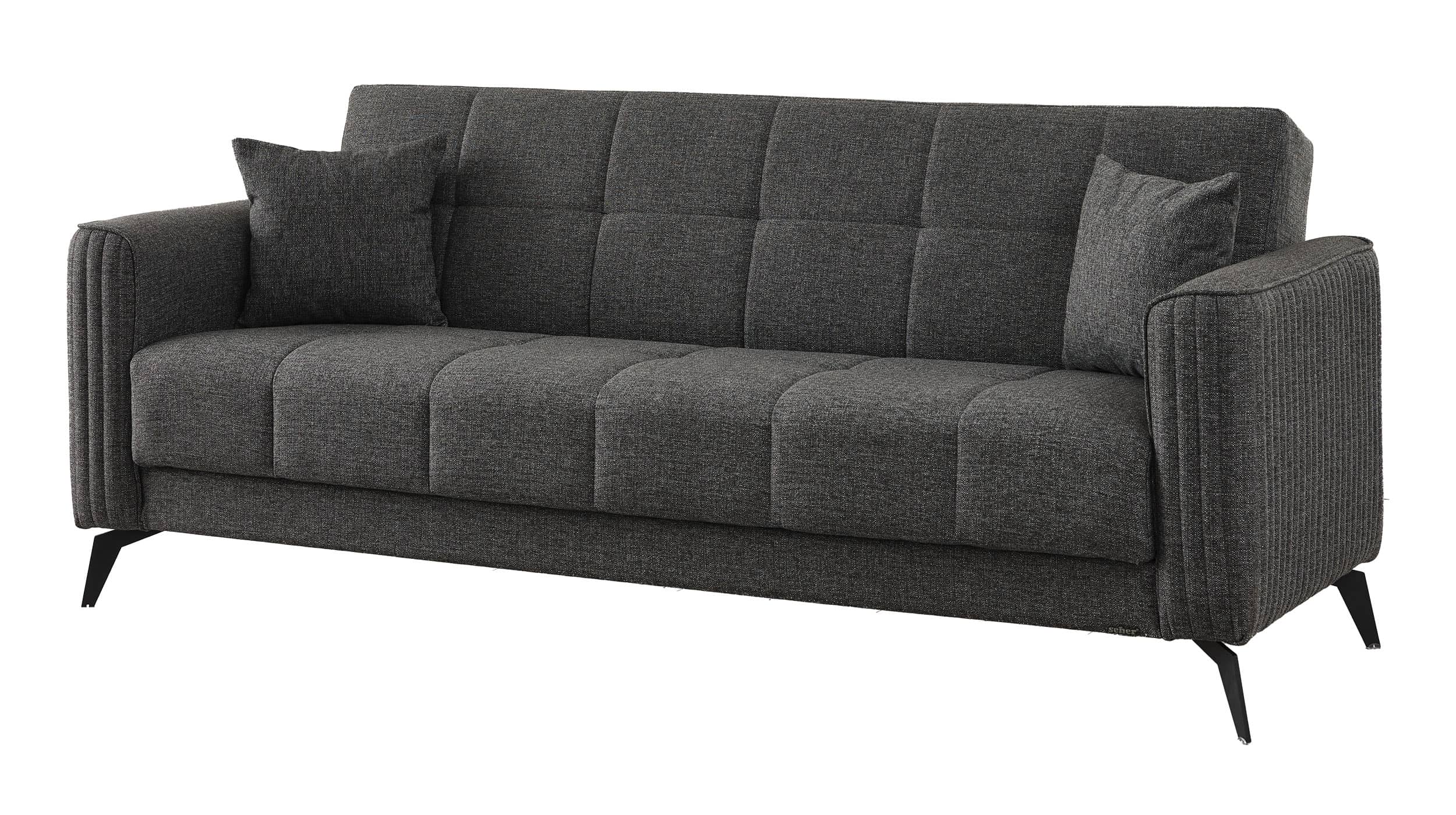 Einzelsofa 3-Sitzer mit Schlaffunktion 220 cm anthrazit - BELSAMO Einzelsofa 3-Sitzer mit Schlaffunktion 220 cm anthrazit - BELSAMO