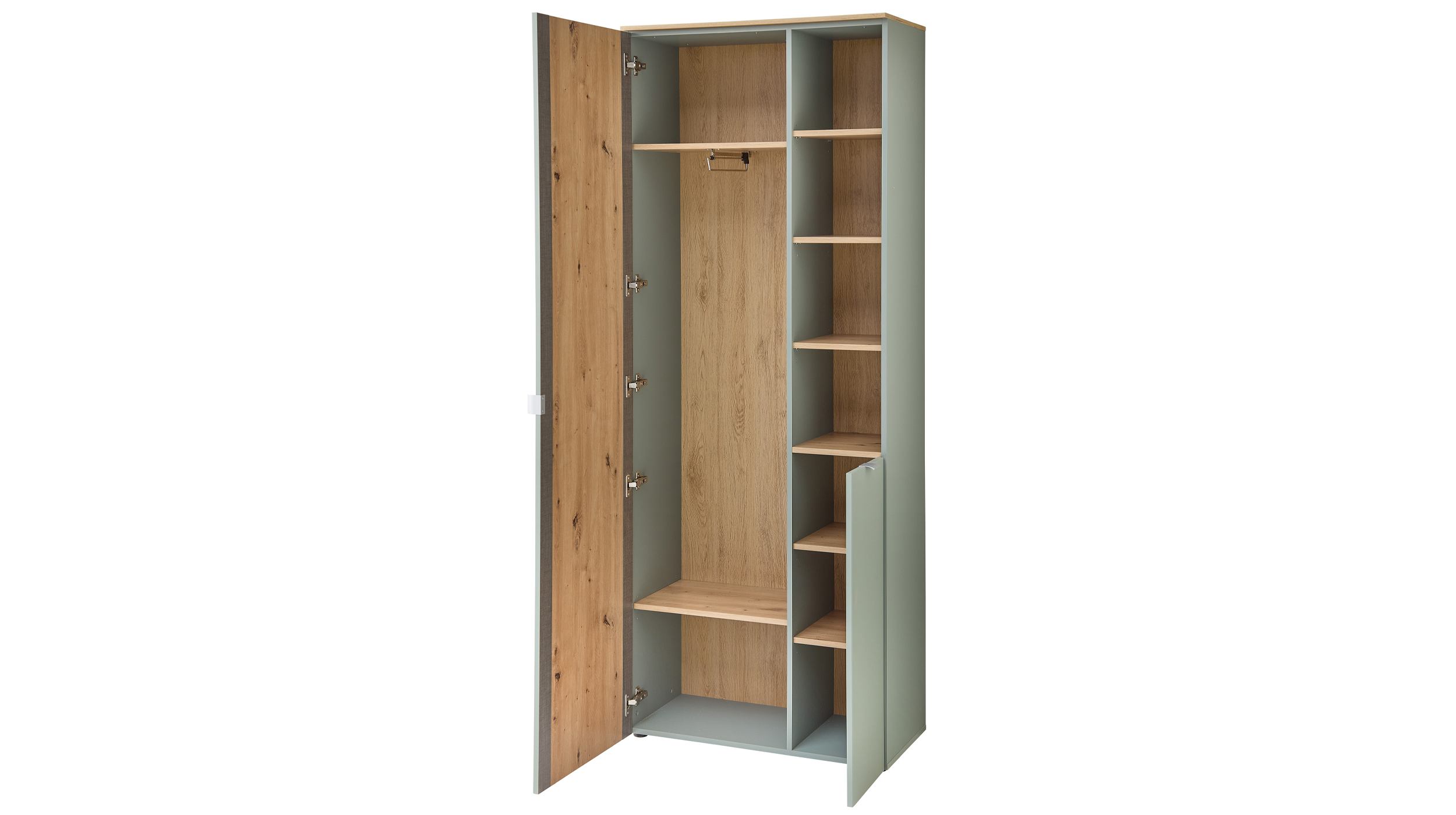 Garderobenschrank grün - Artisan Eiche 202 cm - BARI