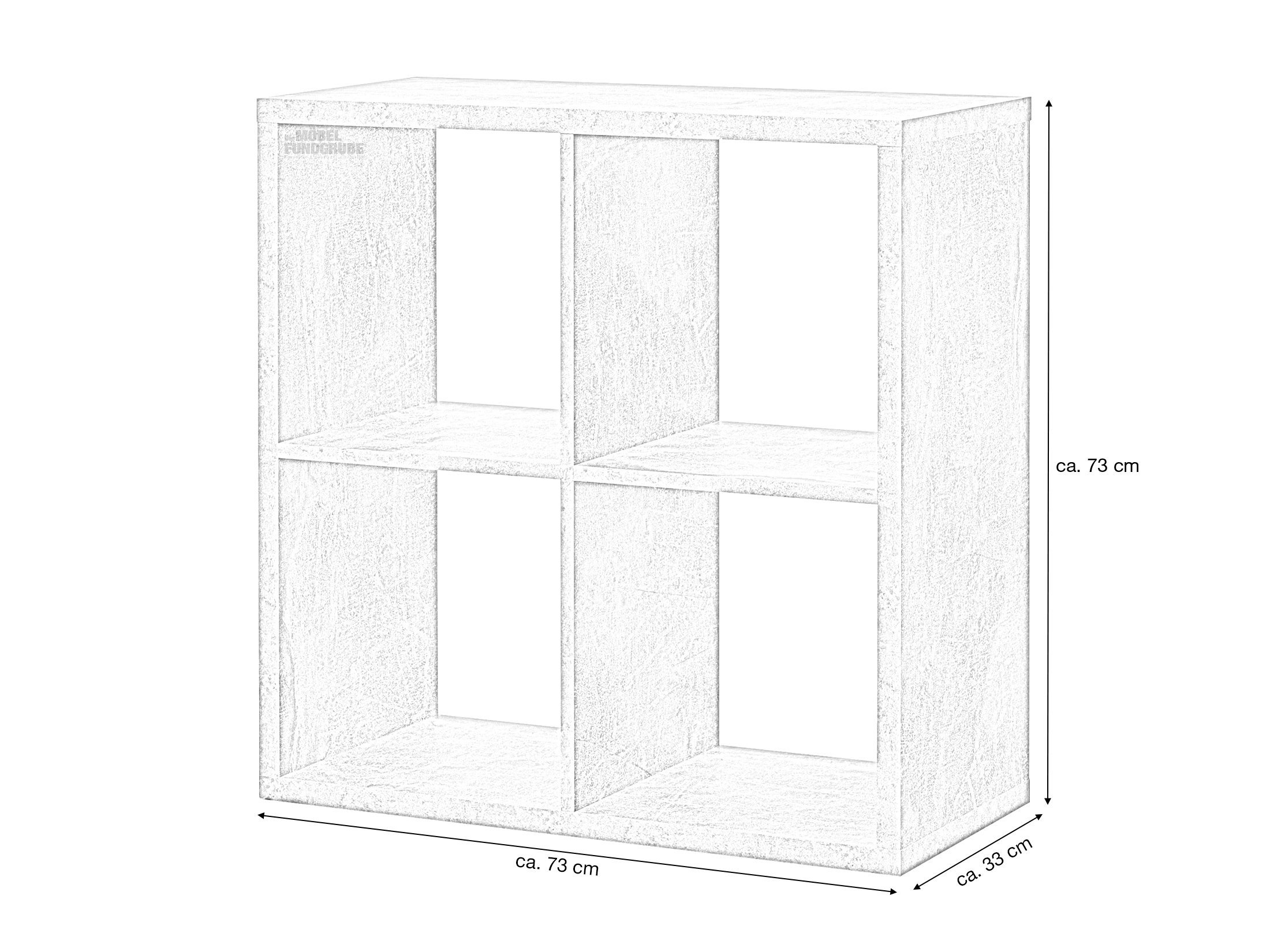 Standregal Betonoptik 73 x 73 cm - 4 Fächer - MAX