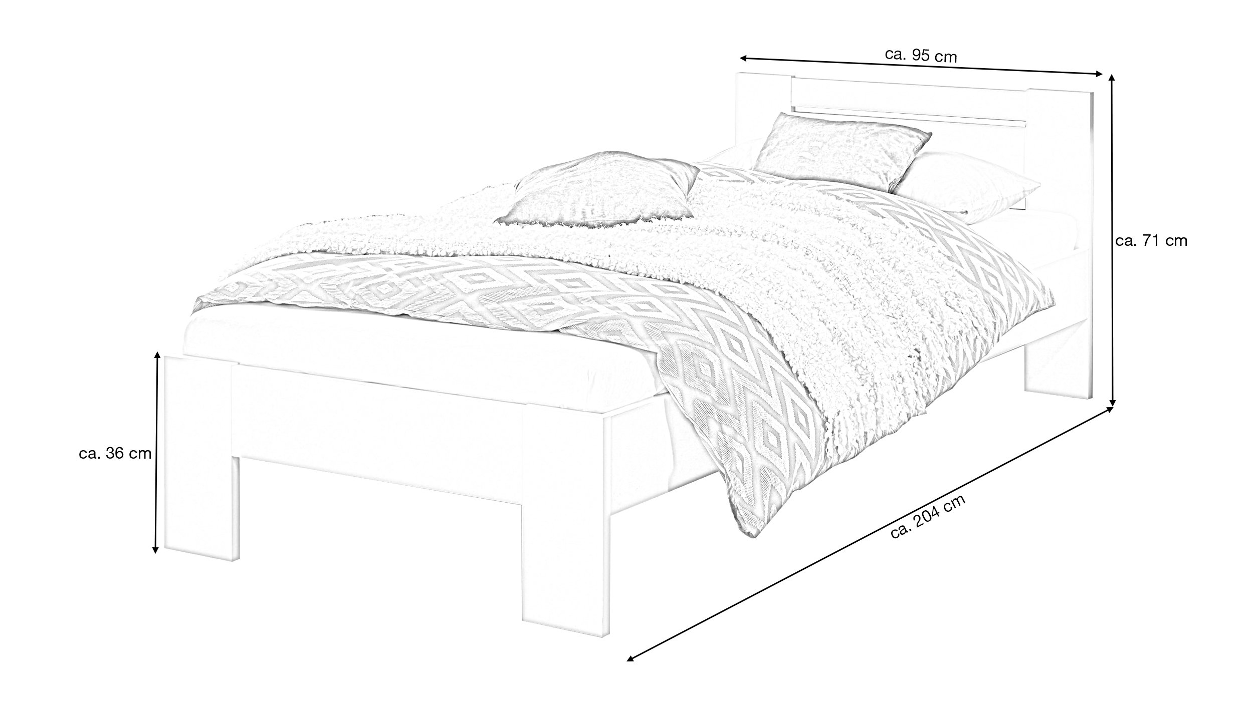 Futonbett 90 x 200 cm Einzelbett weiß - CANNES