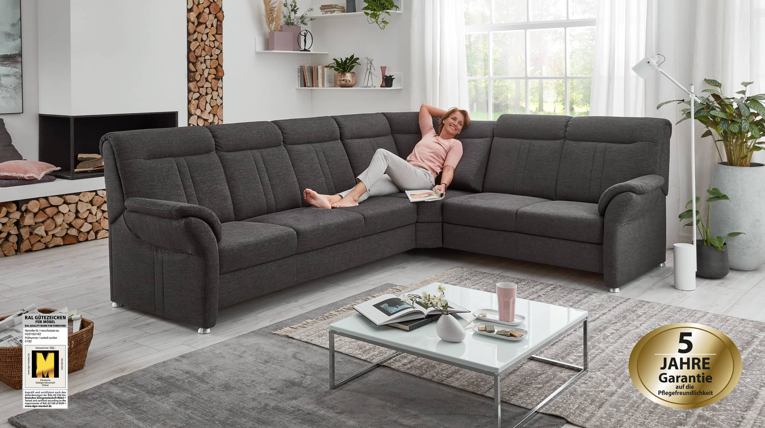 Couchliebe® Wohnlandschaft planbar - anthrazit - Premium Version - VINCENTO
