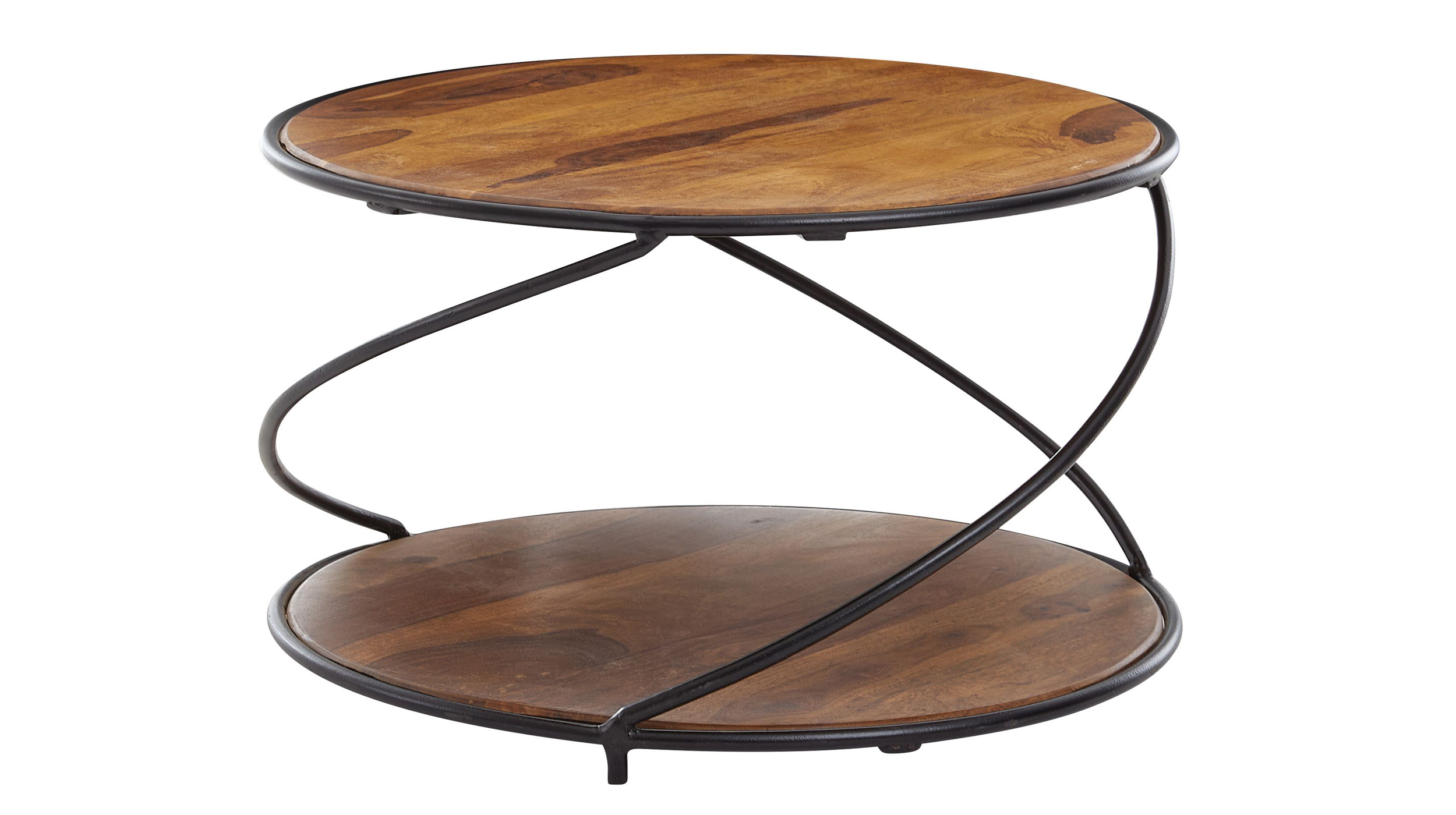 Couchtisch rund Sheesham massiv lackiert 58 x 35 cm - RUNDA Couchtisch rund Sheesham massiv lackiert 58 x 35 cm - RUNDA