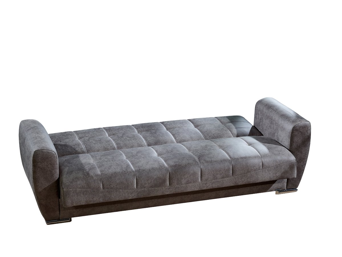 Schlafsofa grau mit Bettkasten -  229 cm - OSMA