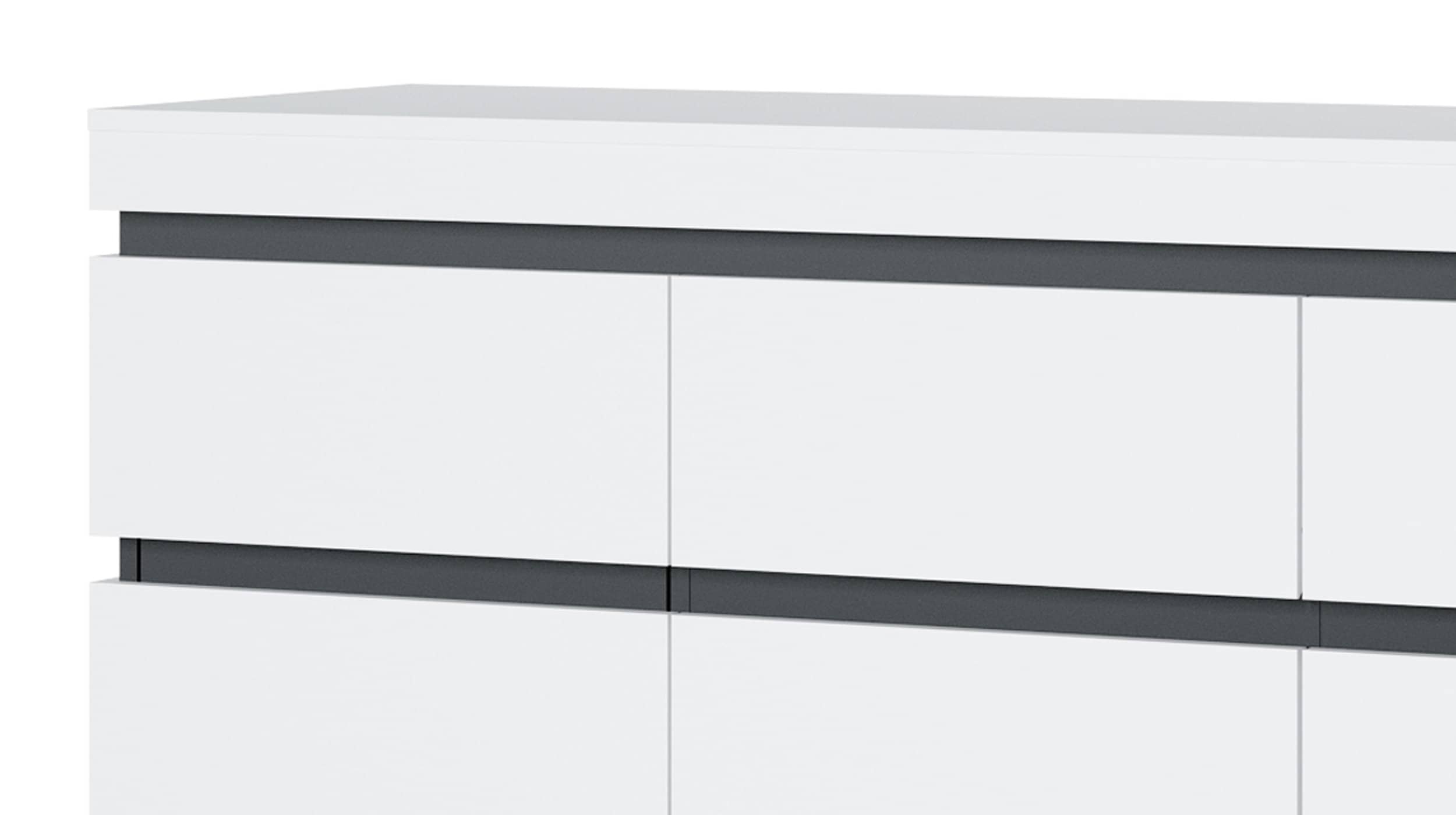 Sideboard alpinweiß anthrazit 201 cm - CAMPANIA