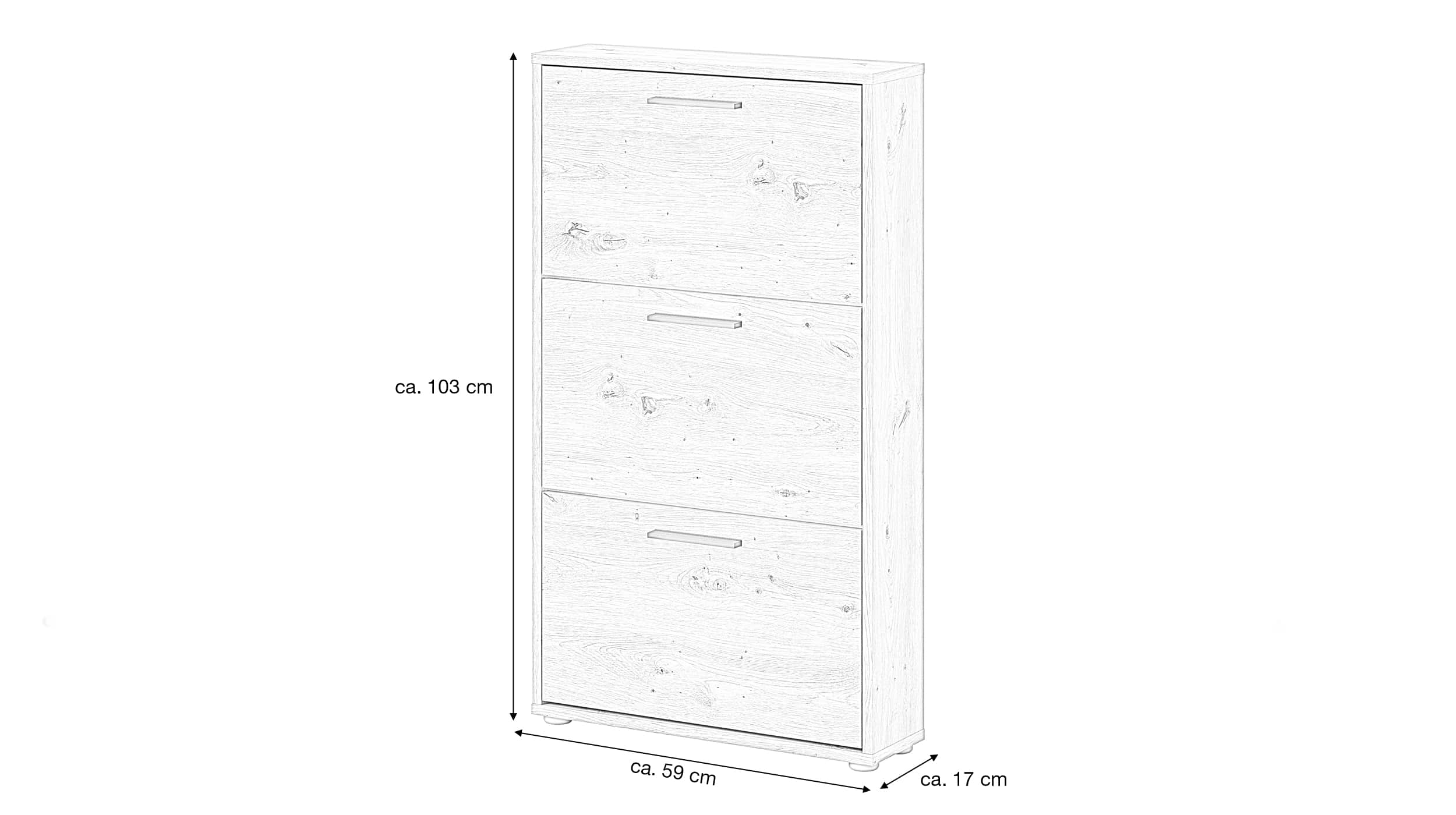 Schuhschrank Artisan Eiche - 59 x 103 cm - SAM