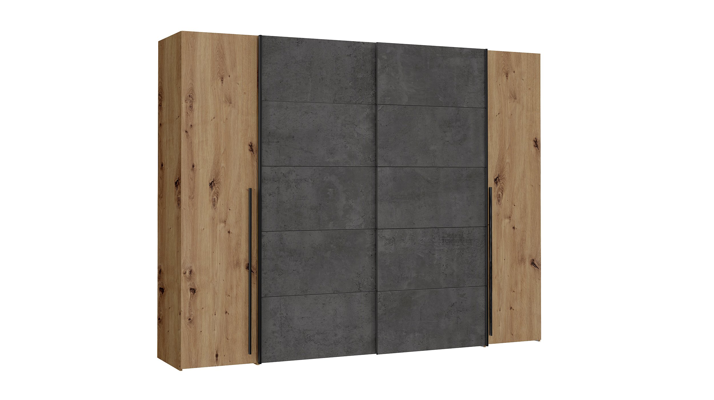 Kleiderschrank Artisan Eiche - grau - 270 cm - Schwebetüren NARAGO Kleiderschrank Artisan Eiche - grau 270 cm 4-türig - NARAGO