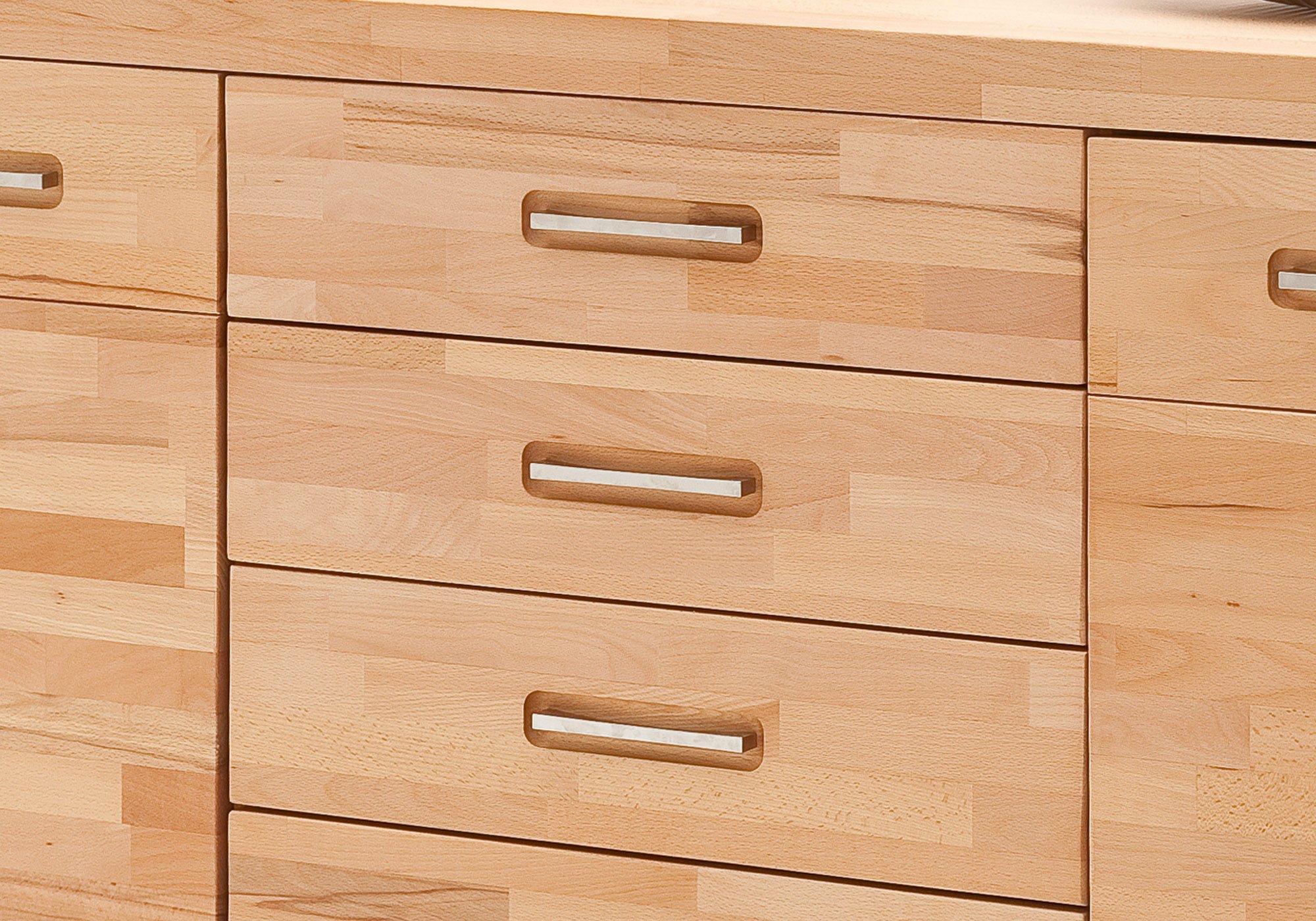 Sideboard mit 4 Schubladen Kernbuche massiv geölt 163 cm - FENJA