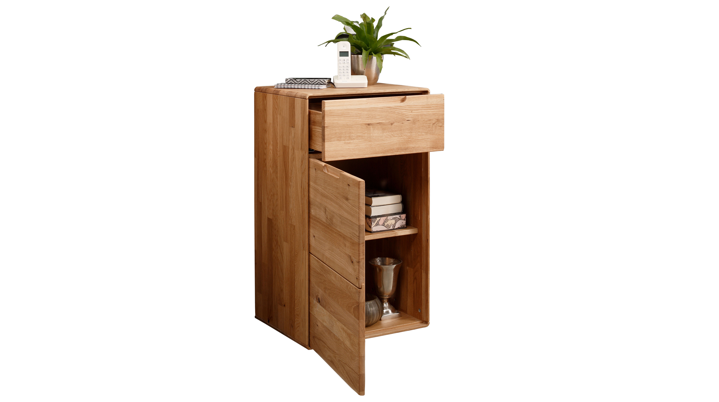Kommode mit Schublade Wildeiche massiv 51 x 40 cm - LUCAS 