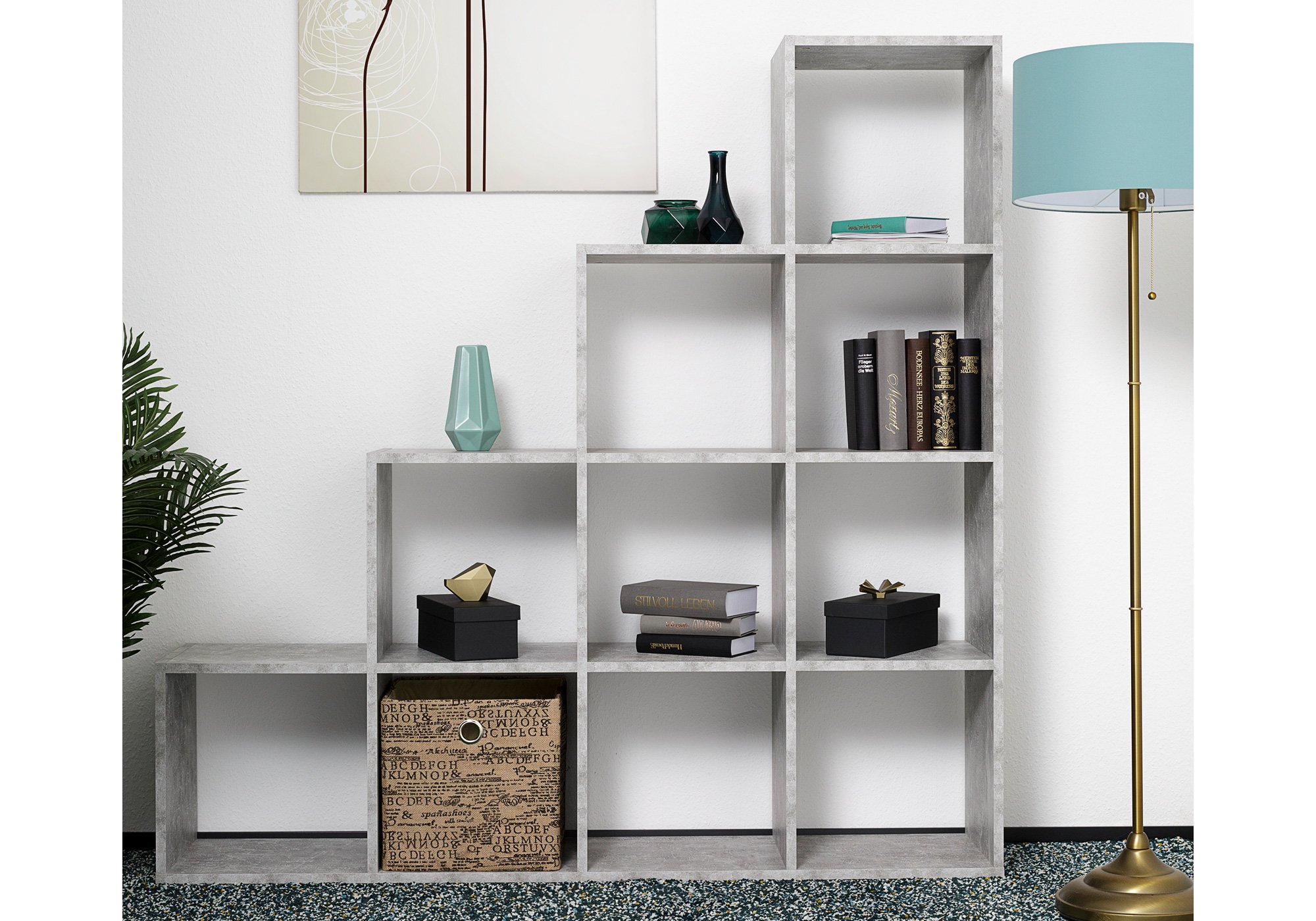 Raumteiler Regal Betonoptik 155 x 156 cm - BERGAMO