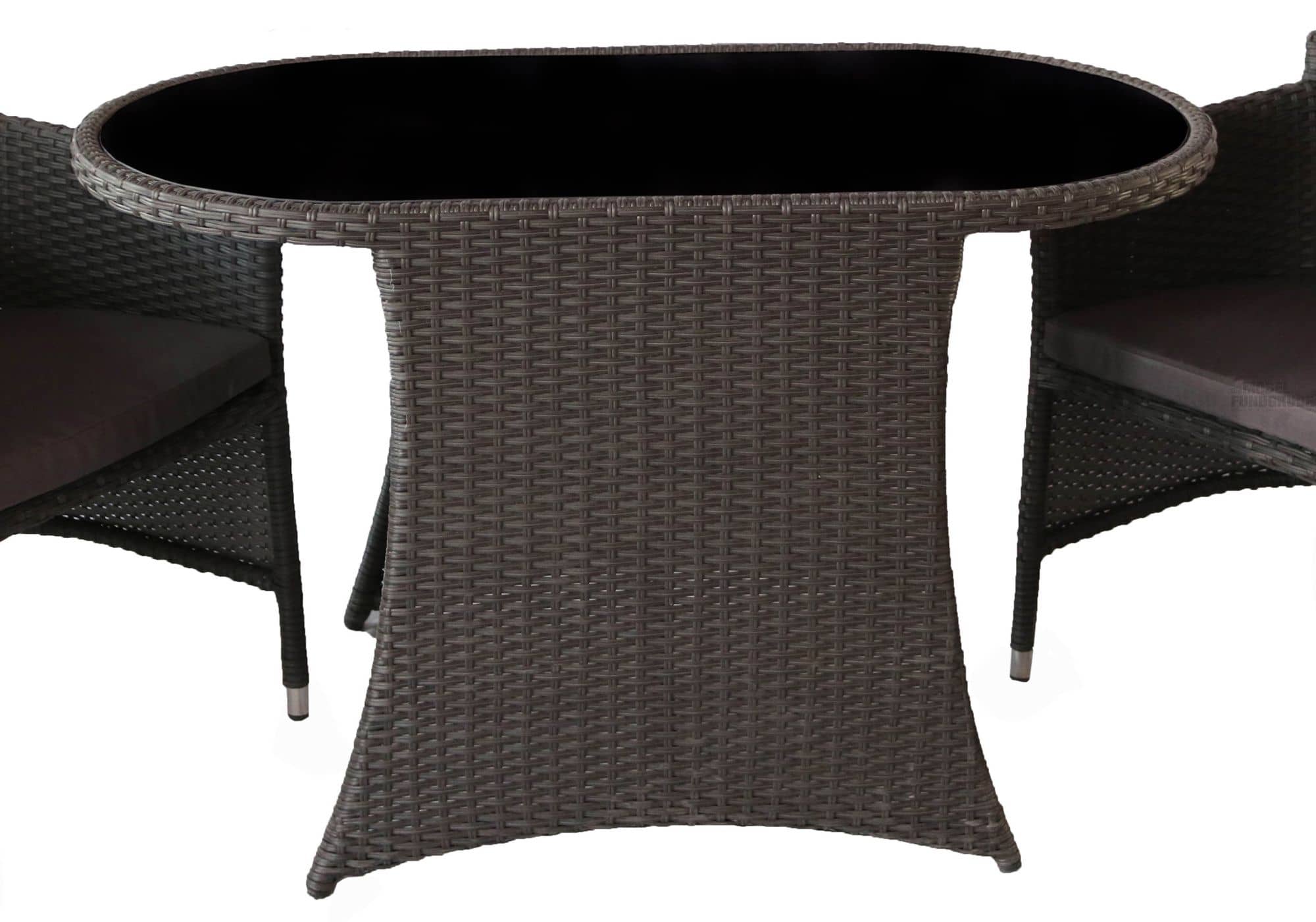 Gartenmöbel 3 tlg Tisch und 2 Sessel in schwarz - PALM