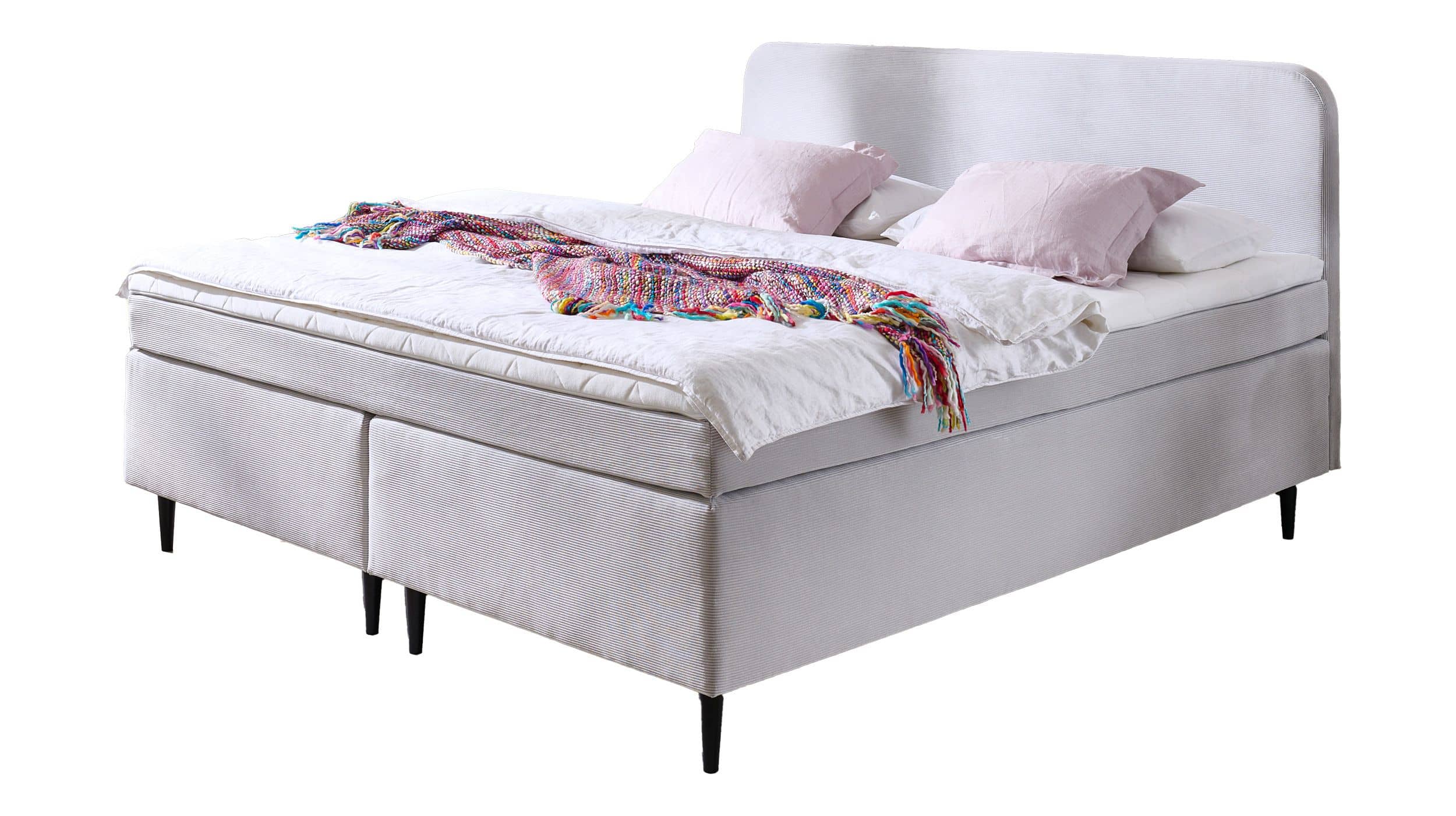 Boxspringbett 180 x 200 cm grau Feincord - VILLACH Boxspringbett 180 x 200 cm grau Feincord - VILLACH