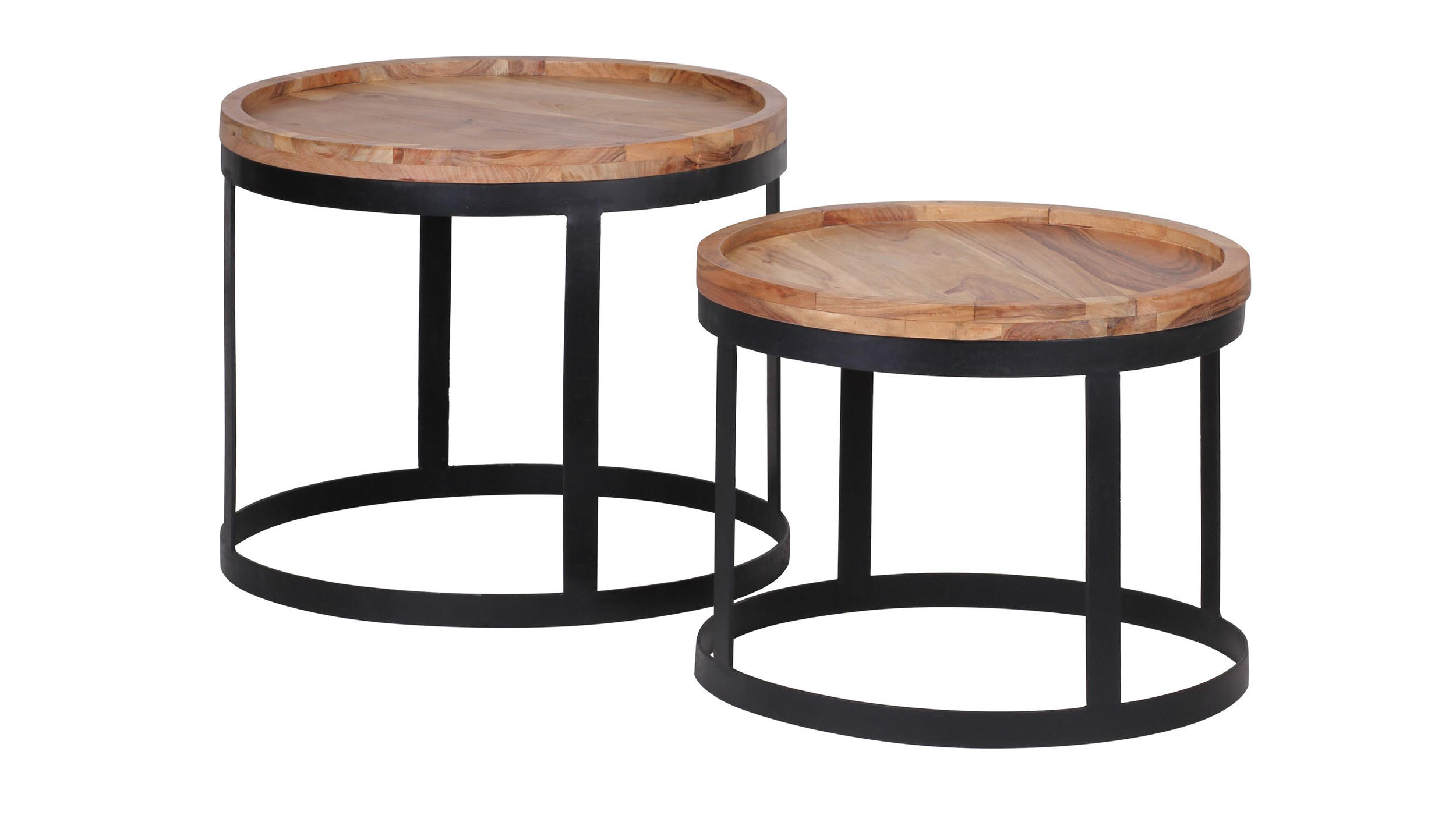 Couchtisch 2er-Set Akazie massiv lackiert - 53 cm - 48 cm - TAVA Couchtisch 2er-Set Akazie massiv lackiert - 53 cm - 48 cm - TAVA
