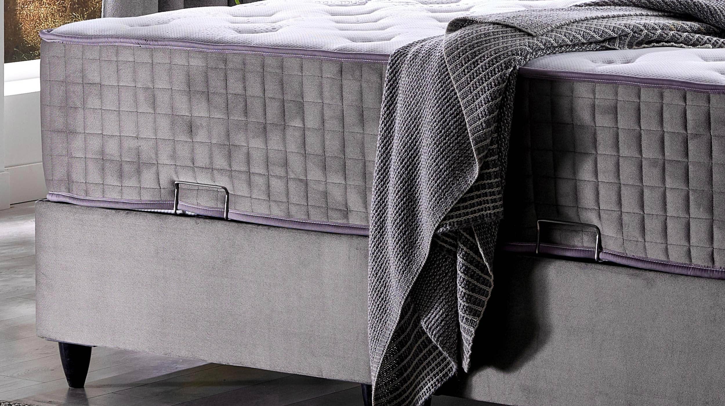 Boxbett 140 x 200 cm Stoffbezug grau - NAOMI 