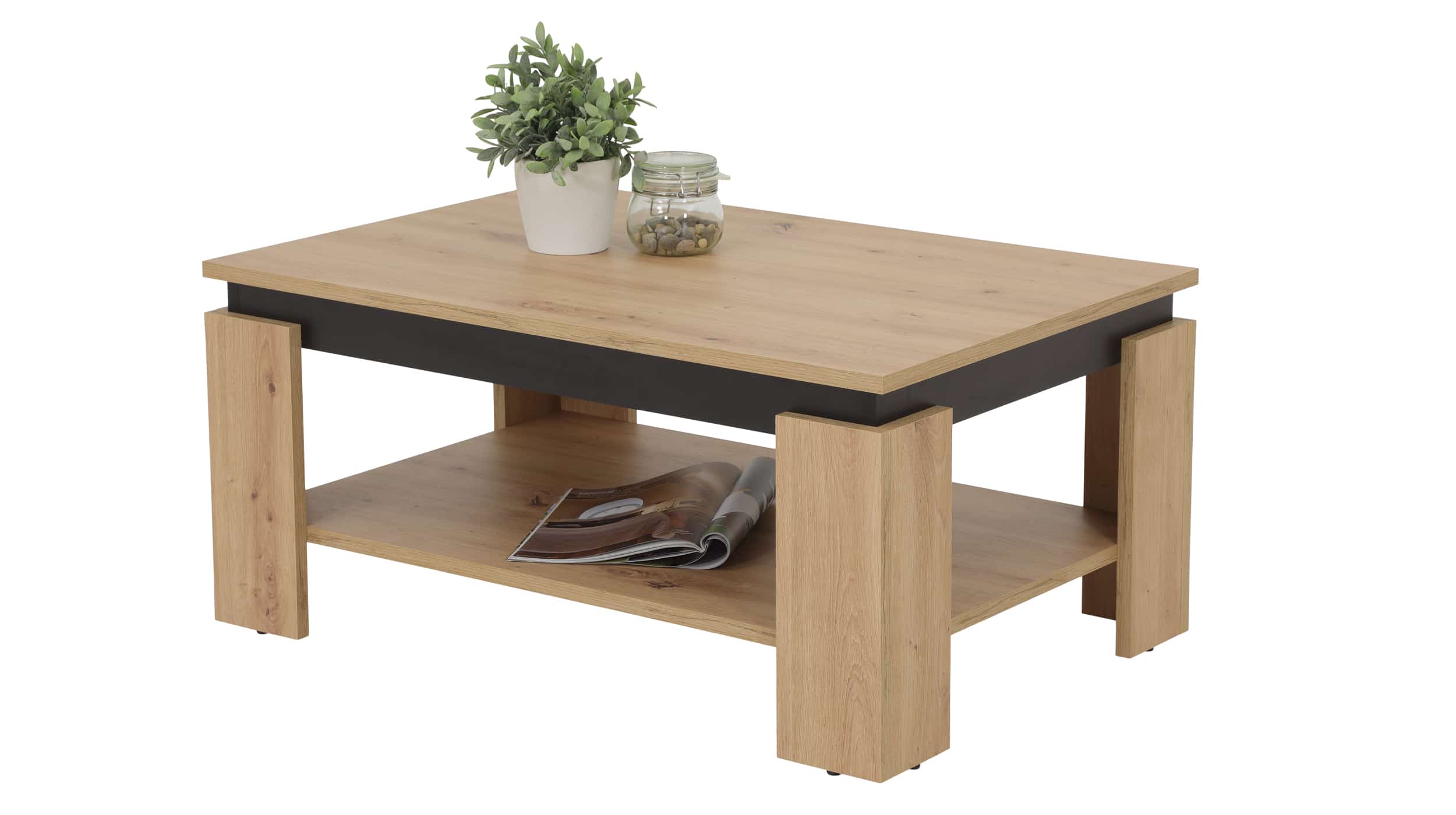 Couchtisch Artisan Eiche - schwarz 90 x 60 cm - TIM Couchtisch Artisan Eiche - schwarz 90 x 60 cm - TIM