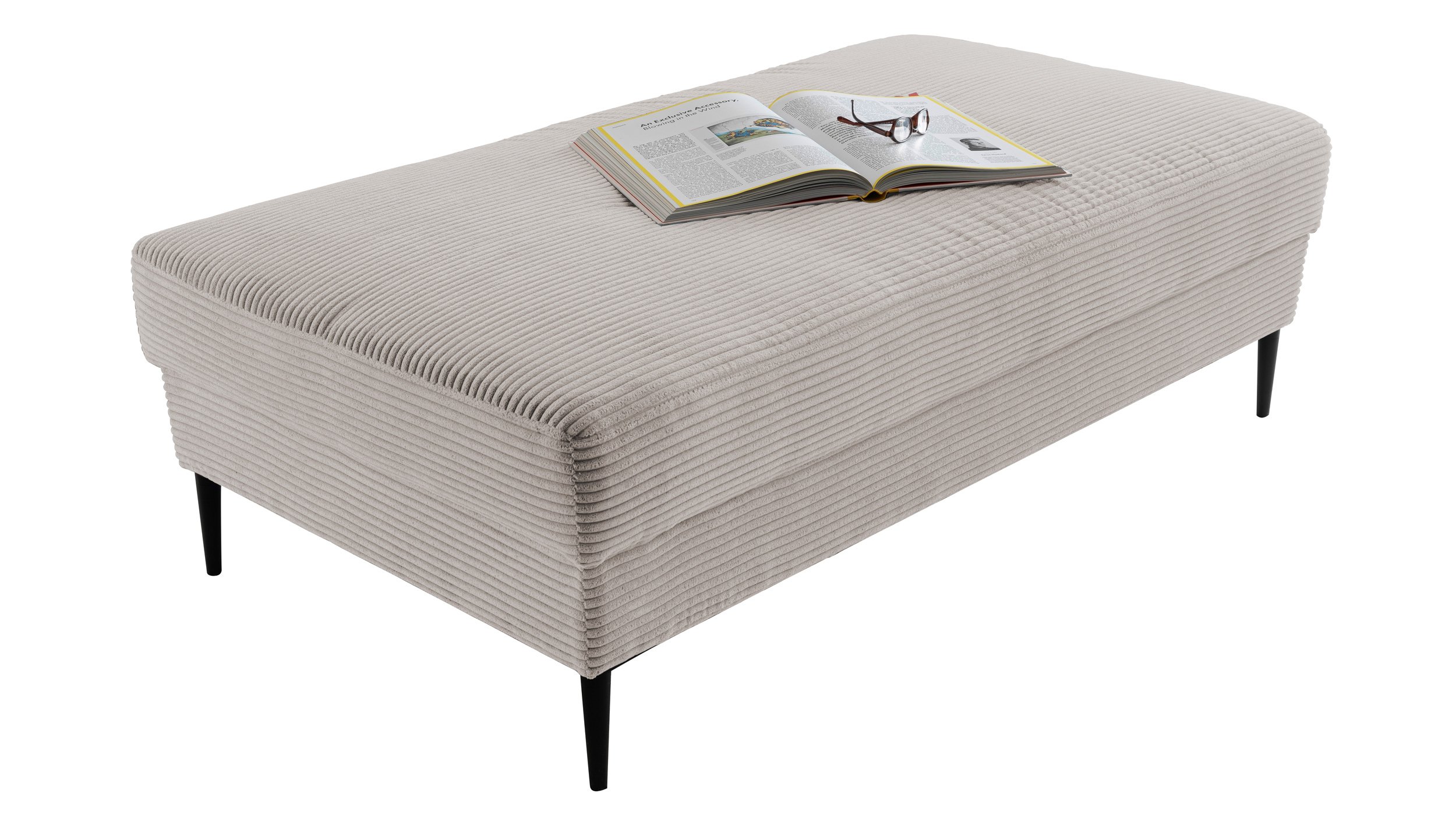 Hocker Sitzhocker 140 x 75 cm Cordbezug hellgrau - SUMMER Hocker Sitzhocker 140 x 75 cm Cordbezug hellgrau - SUMMER