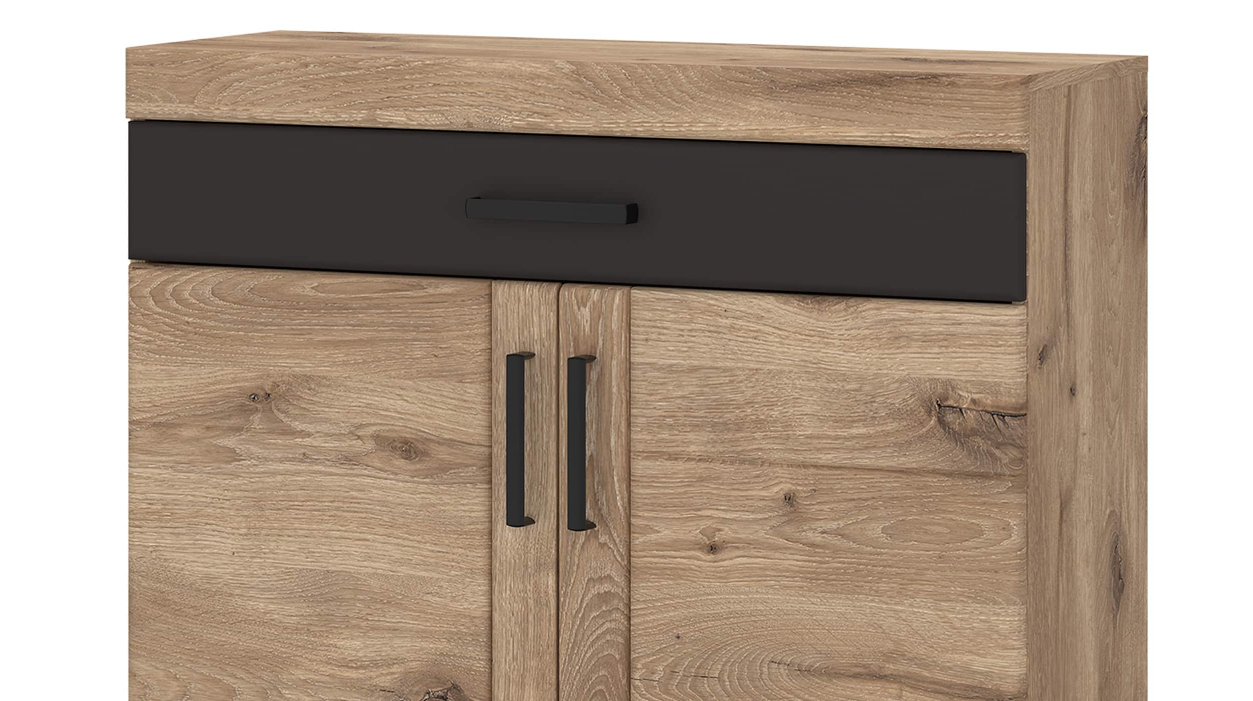 Schuhschrank Viking Eiche - grau 93 x 100 cm - GRANO