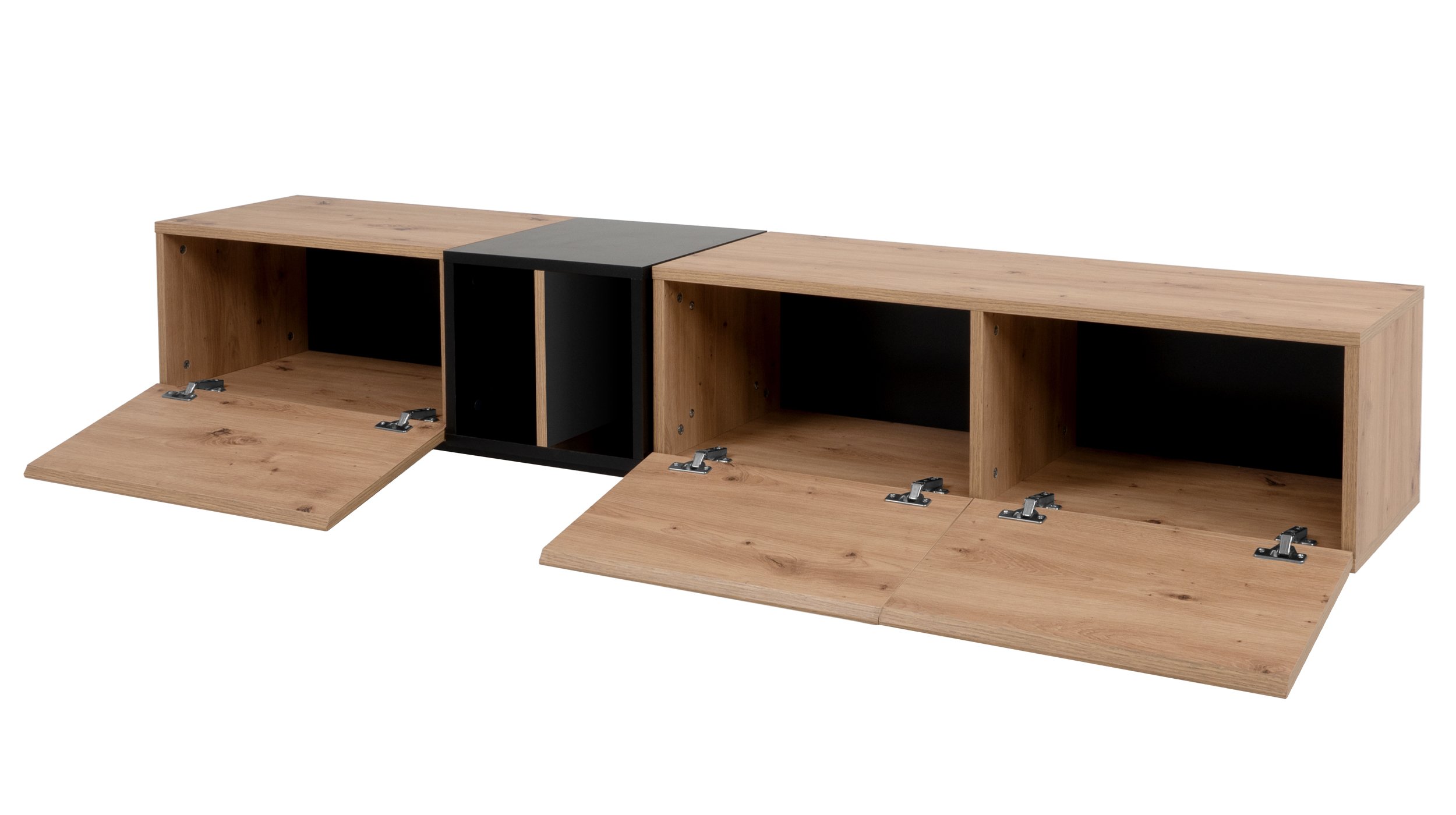 TV - Lowboard Artisan Eiche - schwarz 195 cm - NOLA