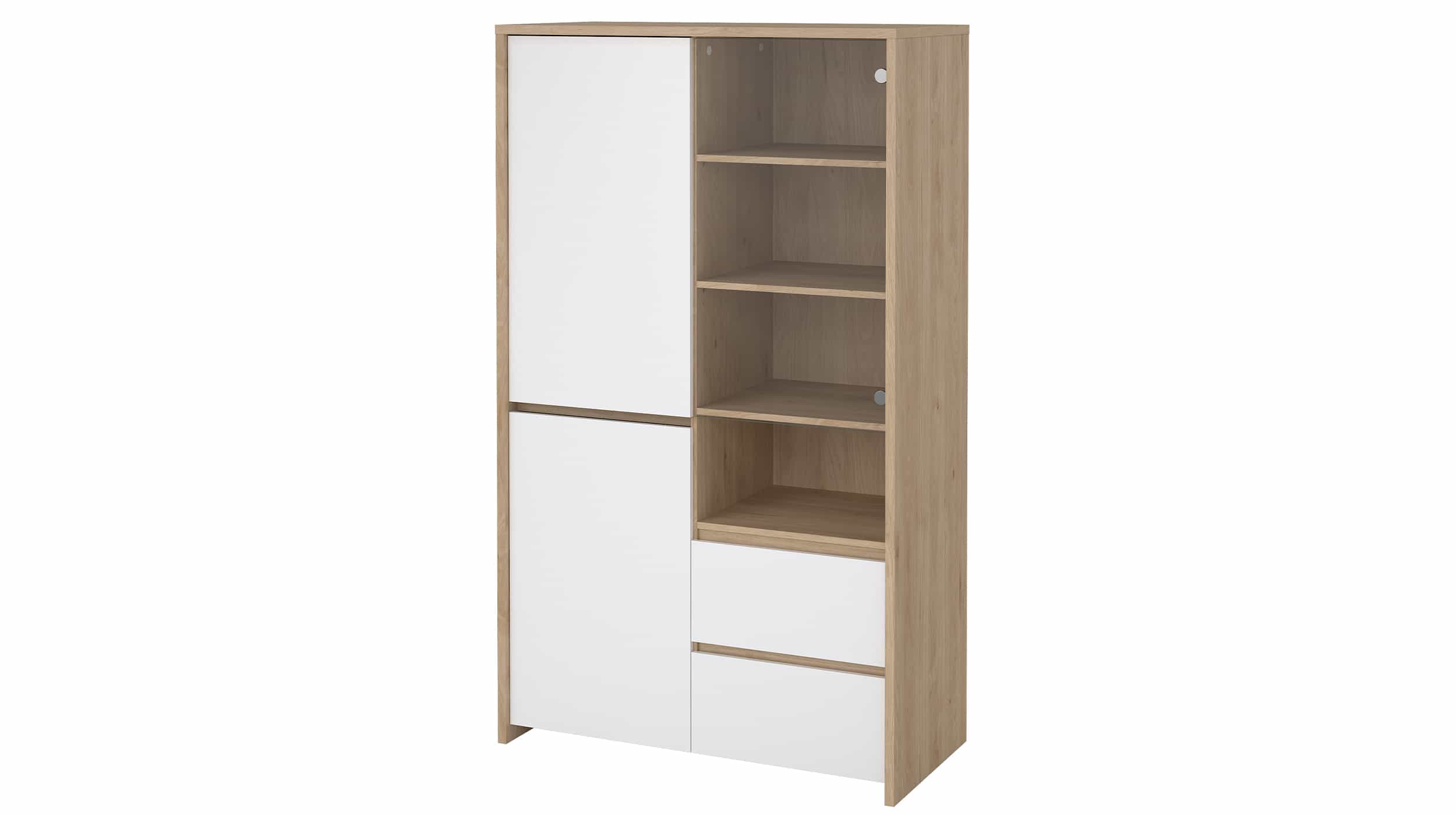 Vitrine mit Glastür weiß hochglanz Jackson Hickory B 100 cm - NEXT Vitrine weiß hochglanz - Jackson Hickory - 170 cm - NEXT