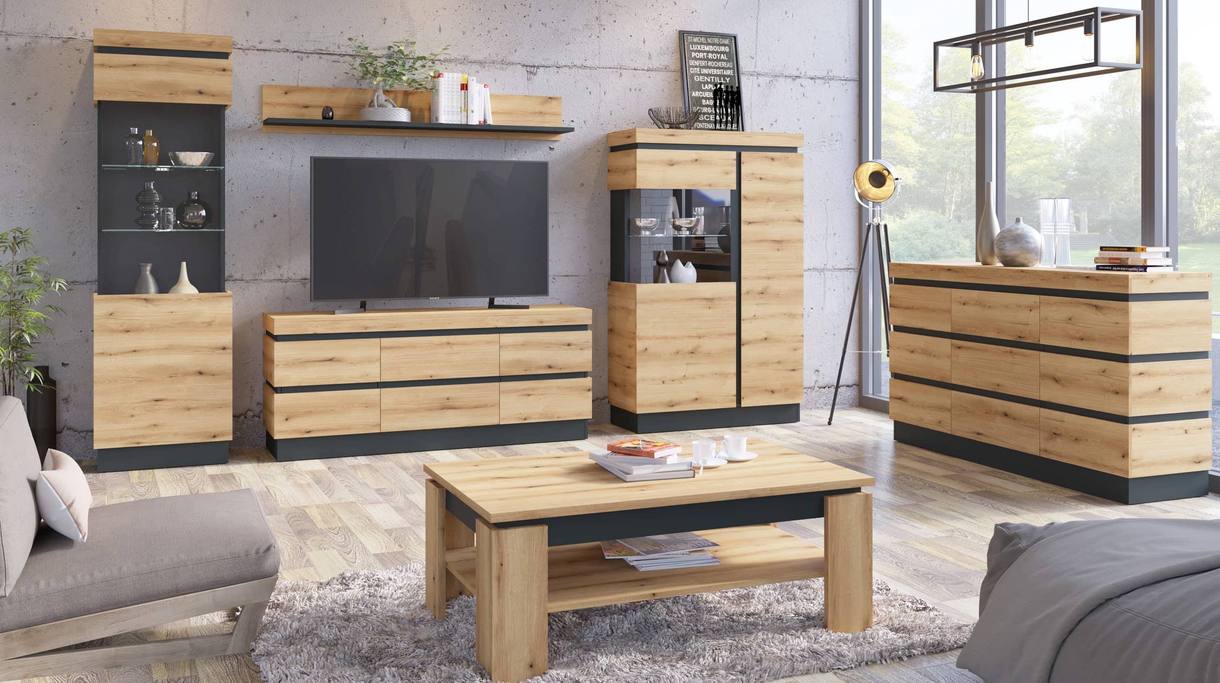 Wandboard Coast Evoke Eiche - grau 160 cm - CORTE