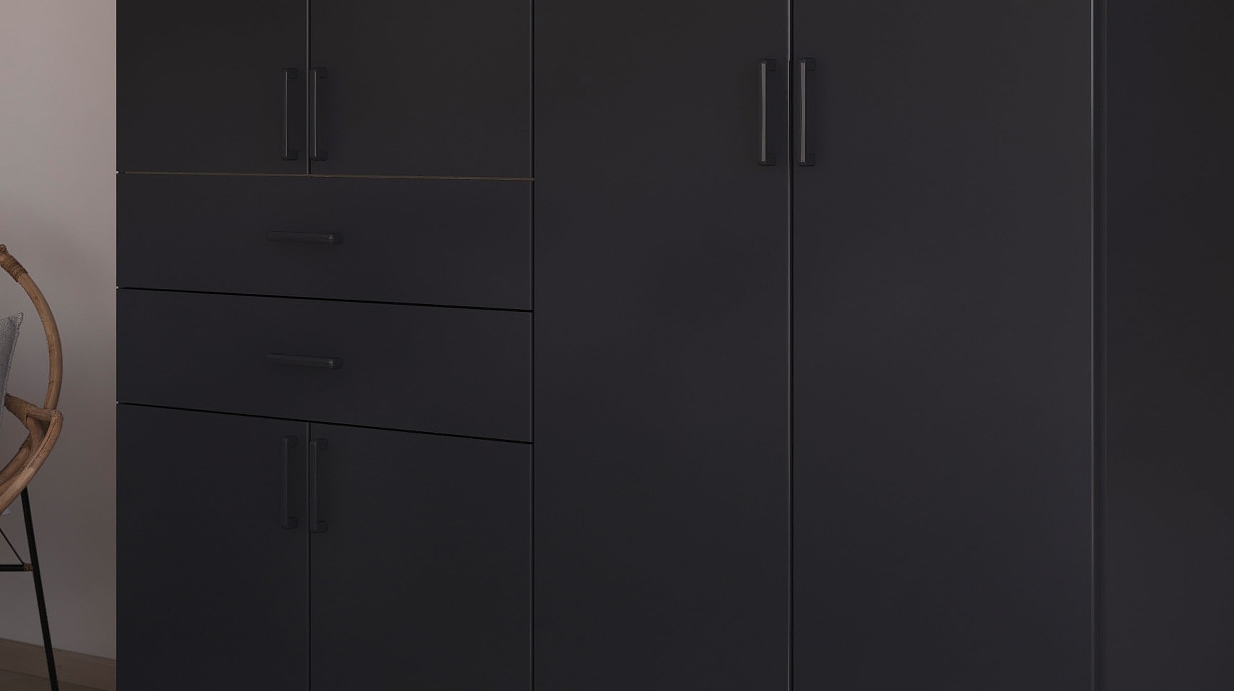 Kleiderschrank grau-metallic 181 cm 6-türig - MAIKA 
