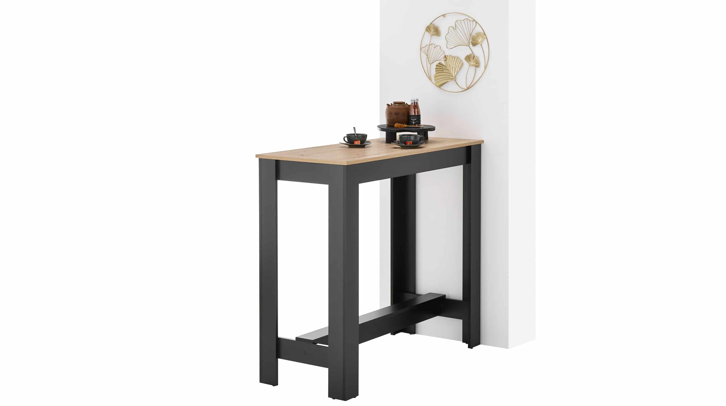Bartisch Eiche - schwarz 115 x 50 cm rechteckig - MATISTA