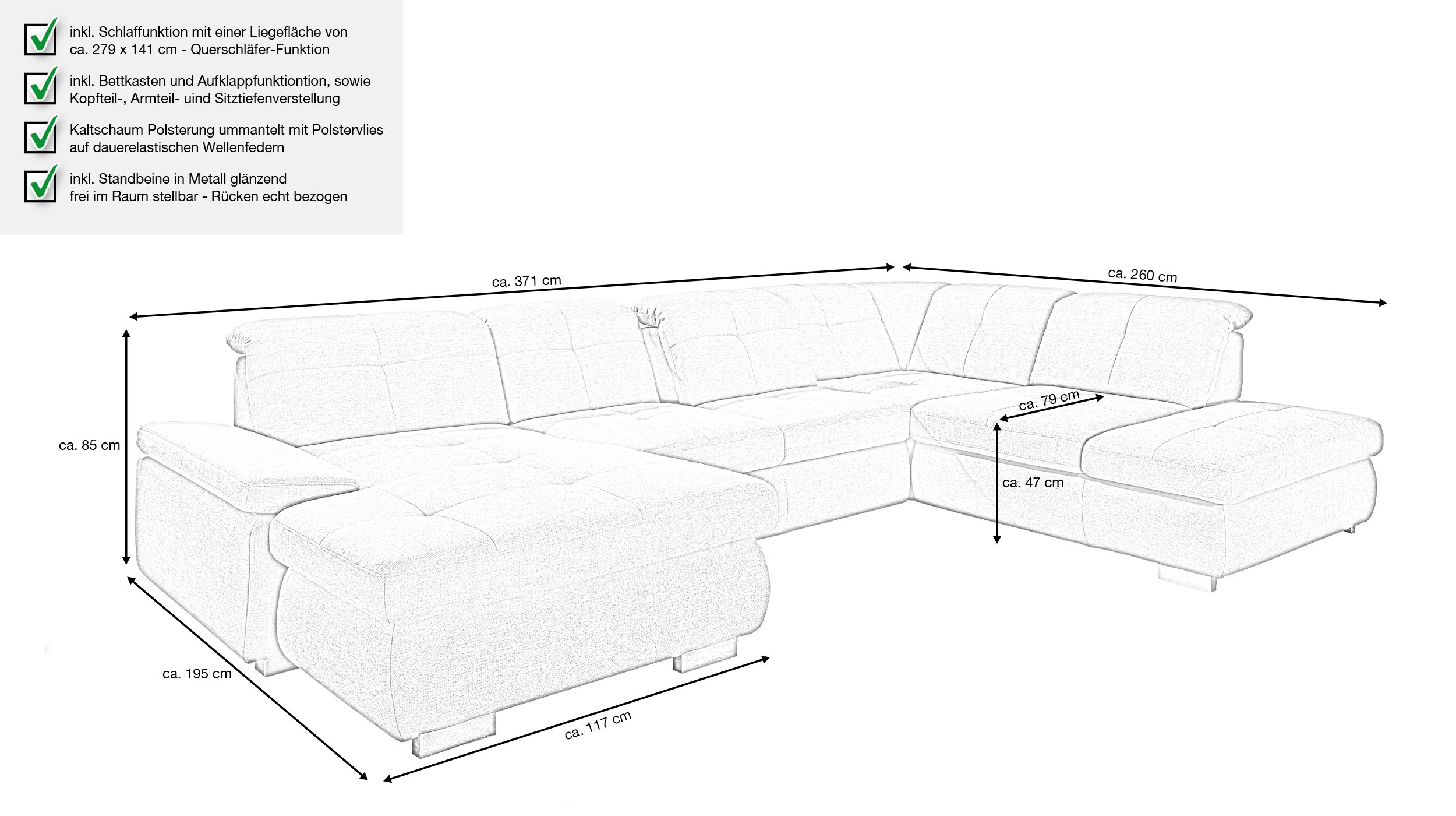 Couchliebe® Wohnlandschaft planbar - calido steel - Premium Version - APOLLO