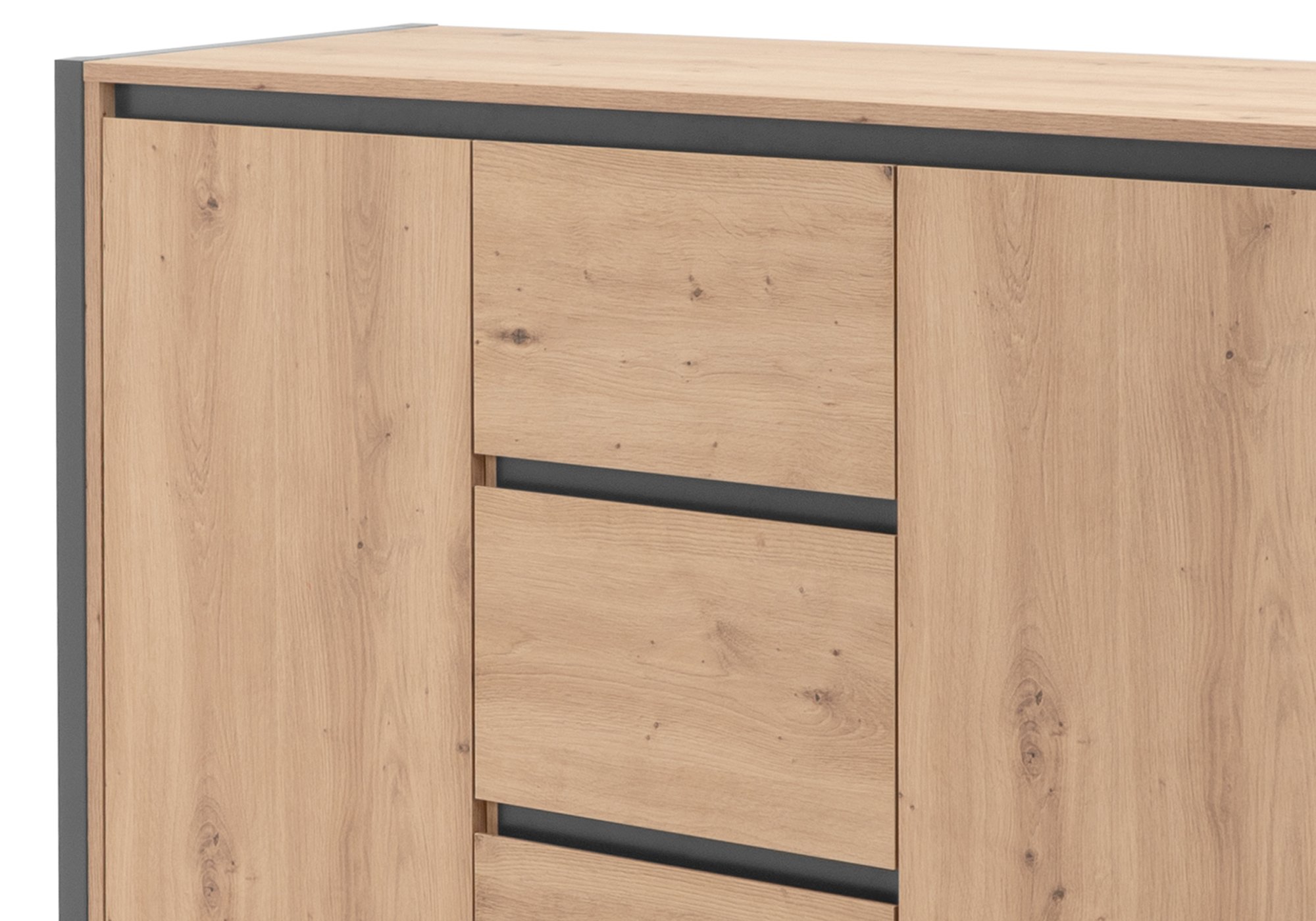 Kommode Artisan Eiche - anthrazit 120 cm 2 Türen - DENVER 