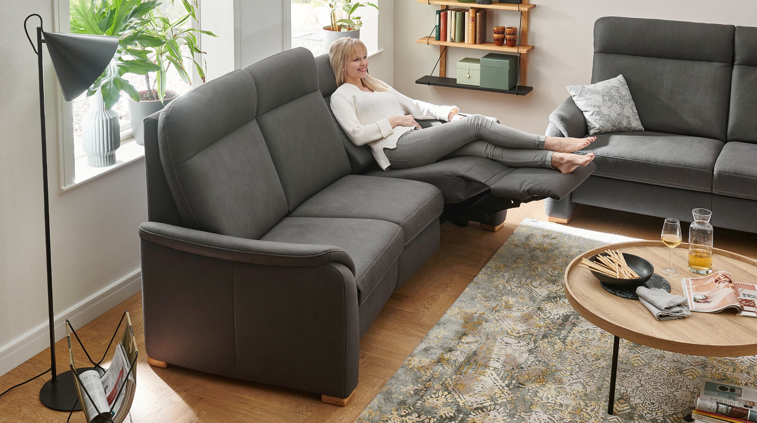 Couchliebe® Einzelsofa 3-Sitzer planbar - anthrazit - Premium Version - PENELOPE
