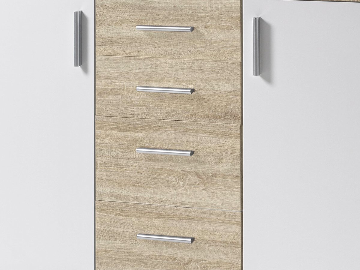 Kommode Sonoma Eiche - weiß 120 cm 2-türig - BOBBY