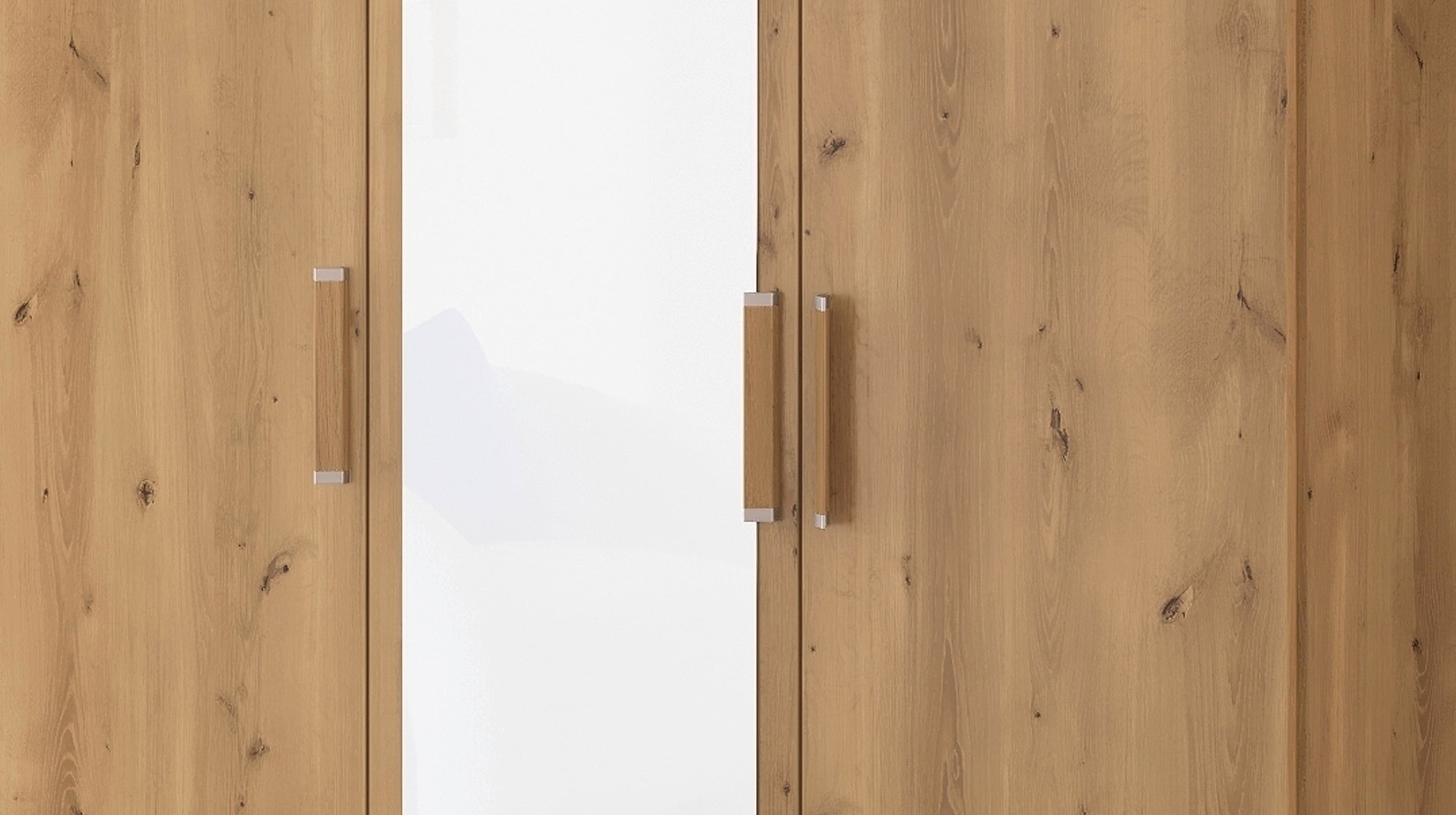Kleiderschrank mit Spiegel - Asteiche - 151 cm - EVELYN