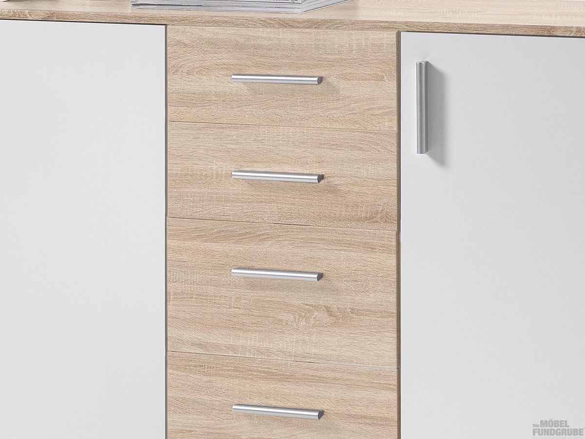 Kommode Sonoma Eiche - weiß 160 cm - BOBBY