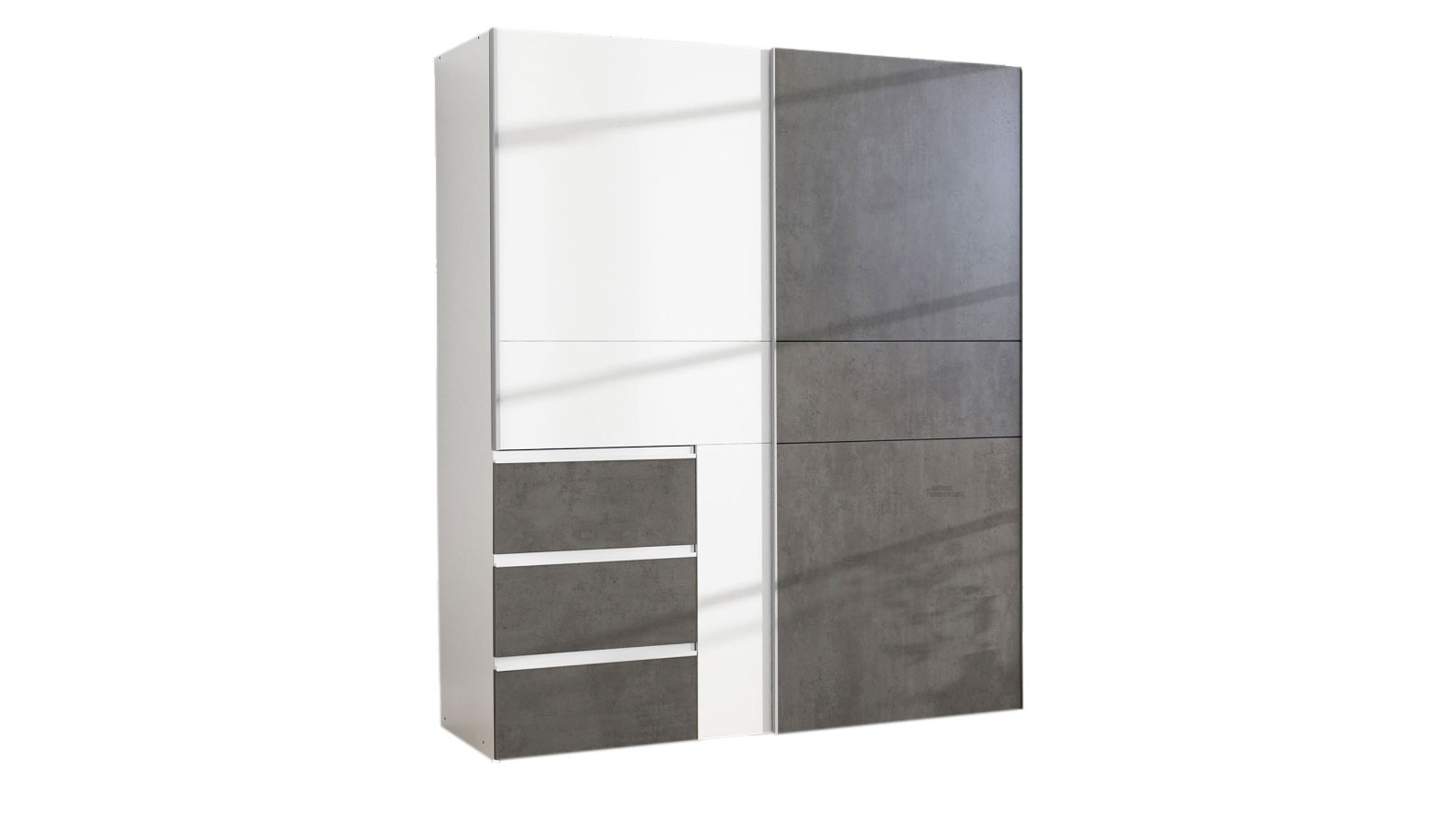 Schwebetürenschrank weiß-grau 170 cm - Kleiderschrank - WINN Schwebetürenschrank weiß - grau 170 cm 2-türig - WINN