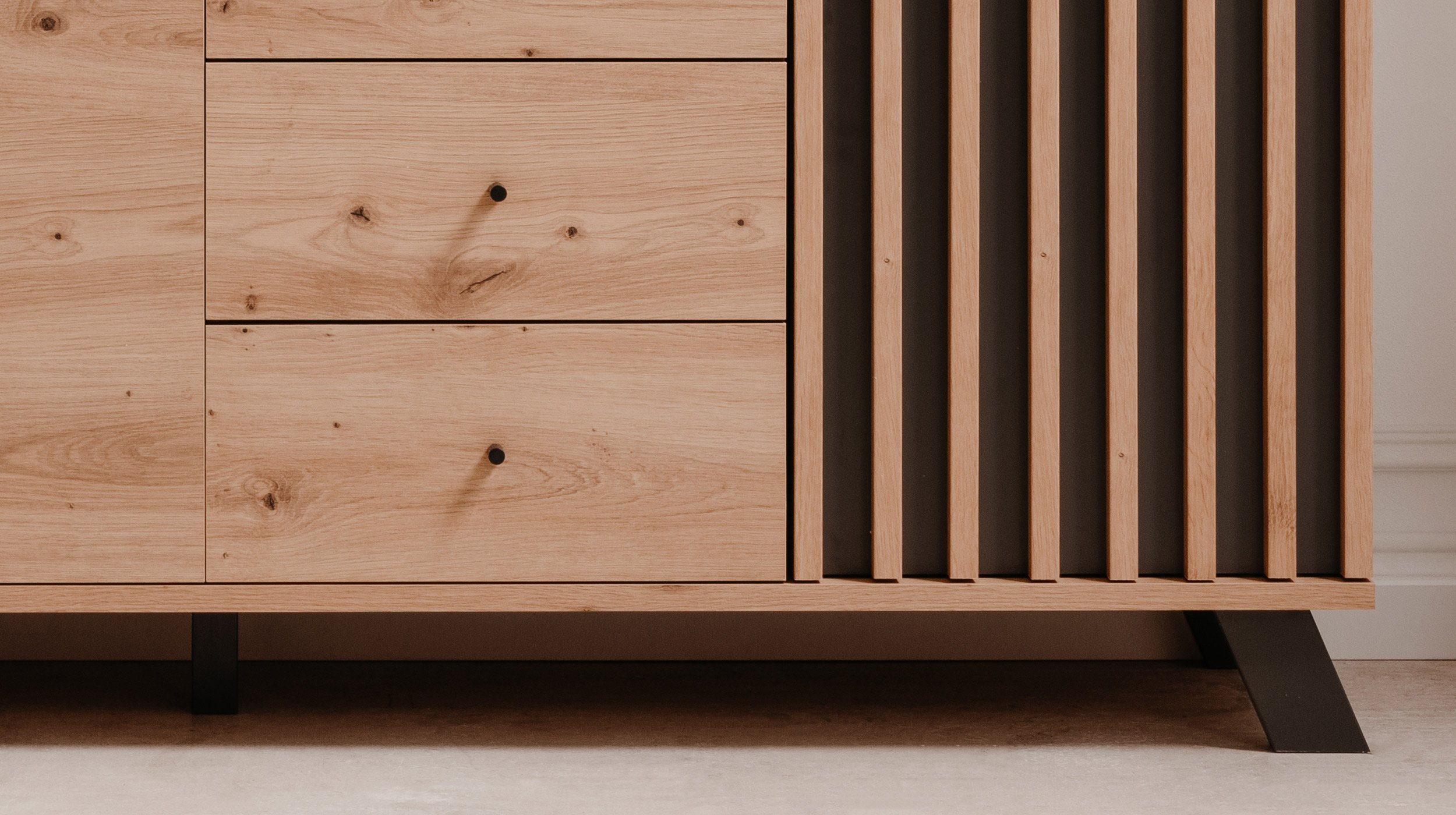 Sideboard 3 Türen Artisan Eiche - anthrazit 160 cm - MEDAN 
