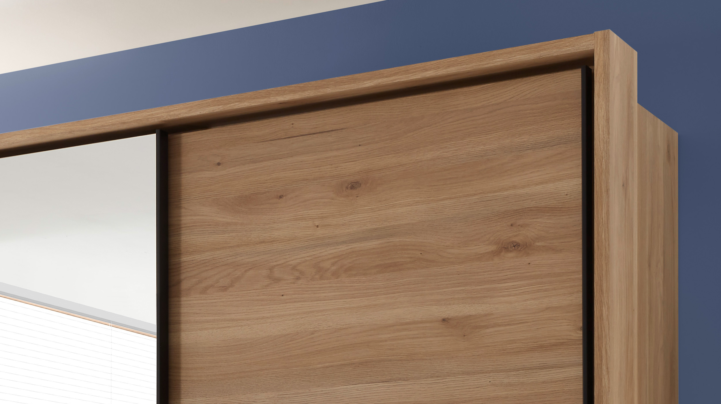 Schwebetürenschrank mit Spiegel 280 cm Eiche - graphit - ASCHAU