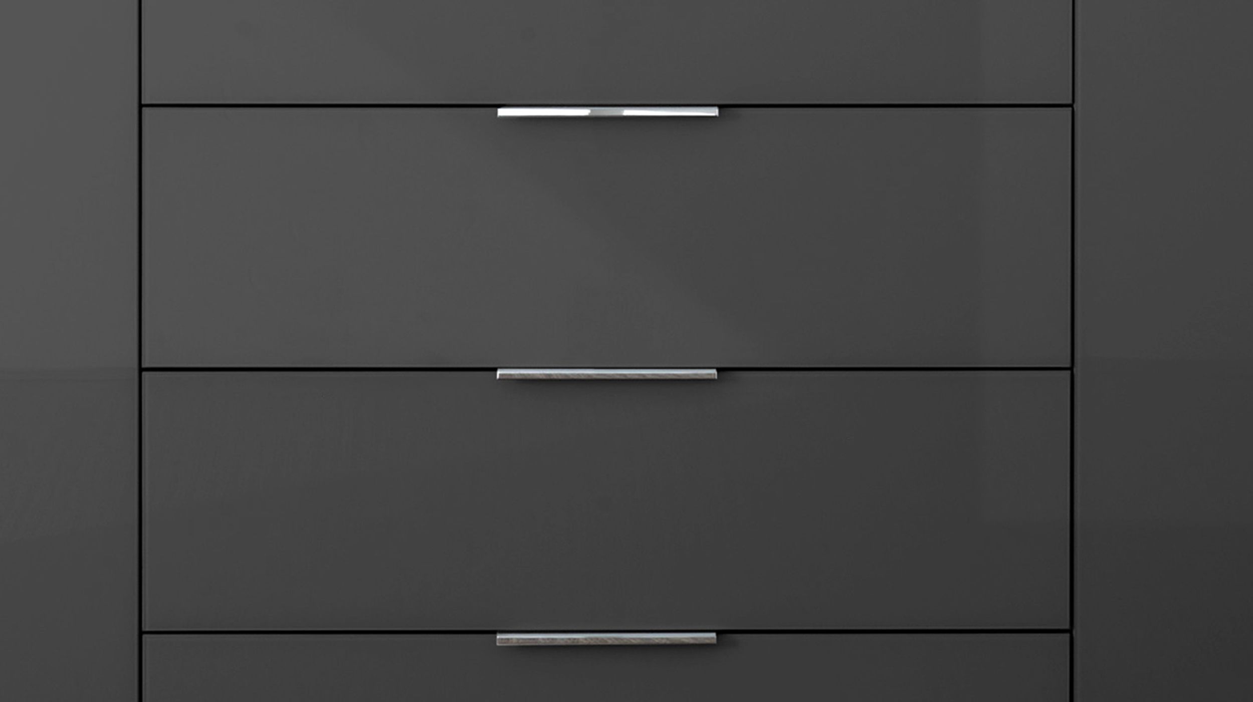 Sideboard 4 Schubladen - anthrazit - Glasfront - 180 cm - SANTORIN