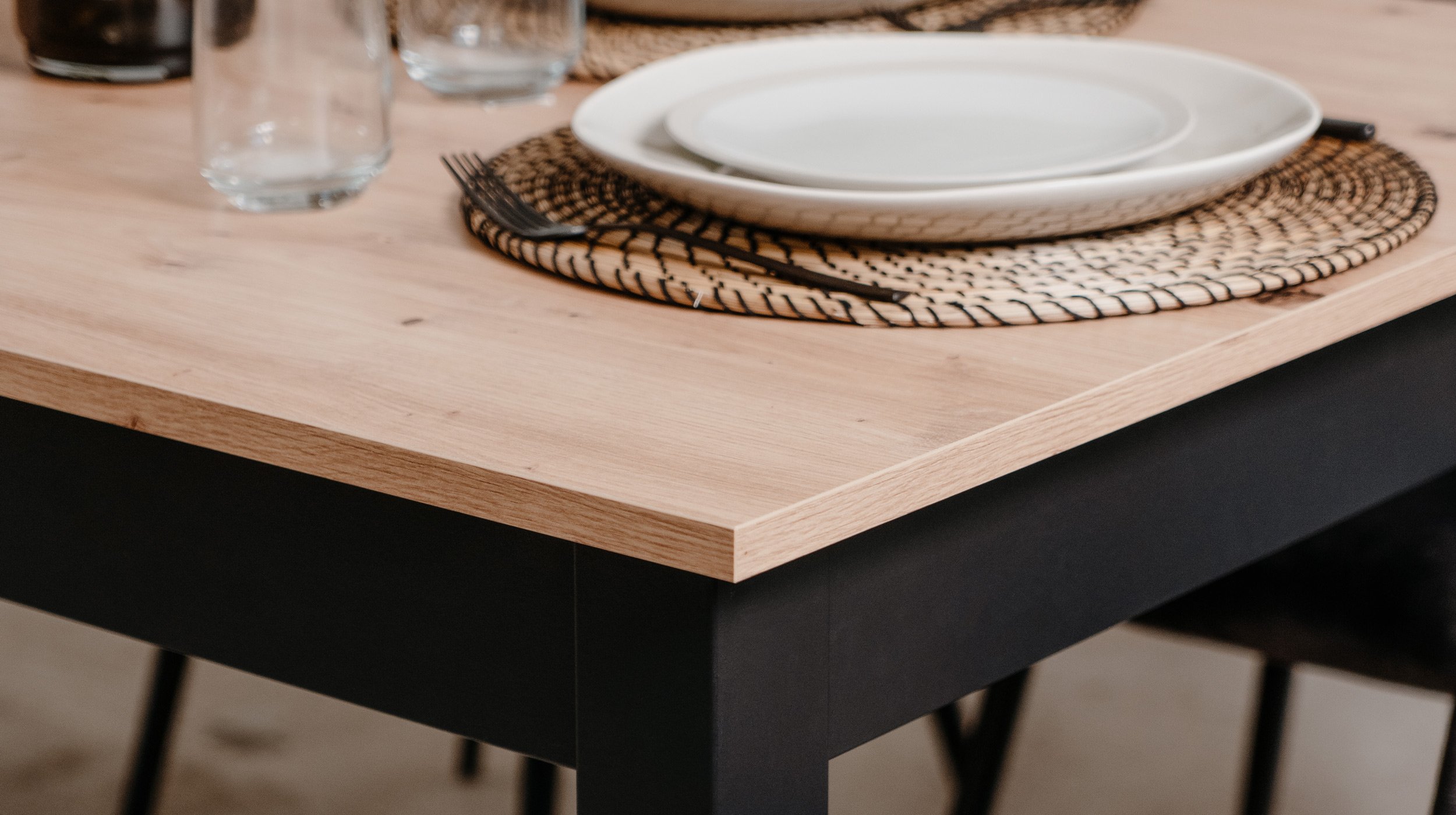 Esstisch 140 - 180 cm Sonoma Eiche - Schwarz - COBURG
