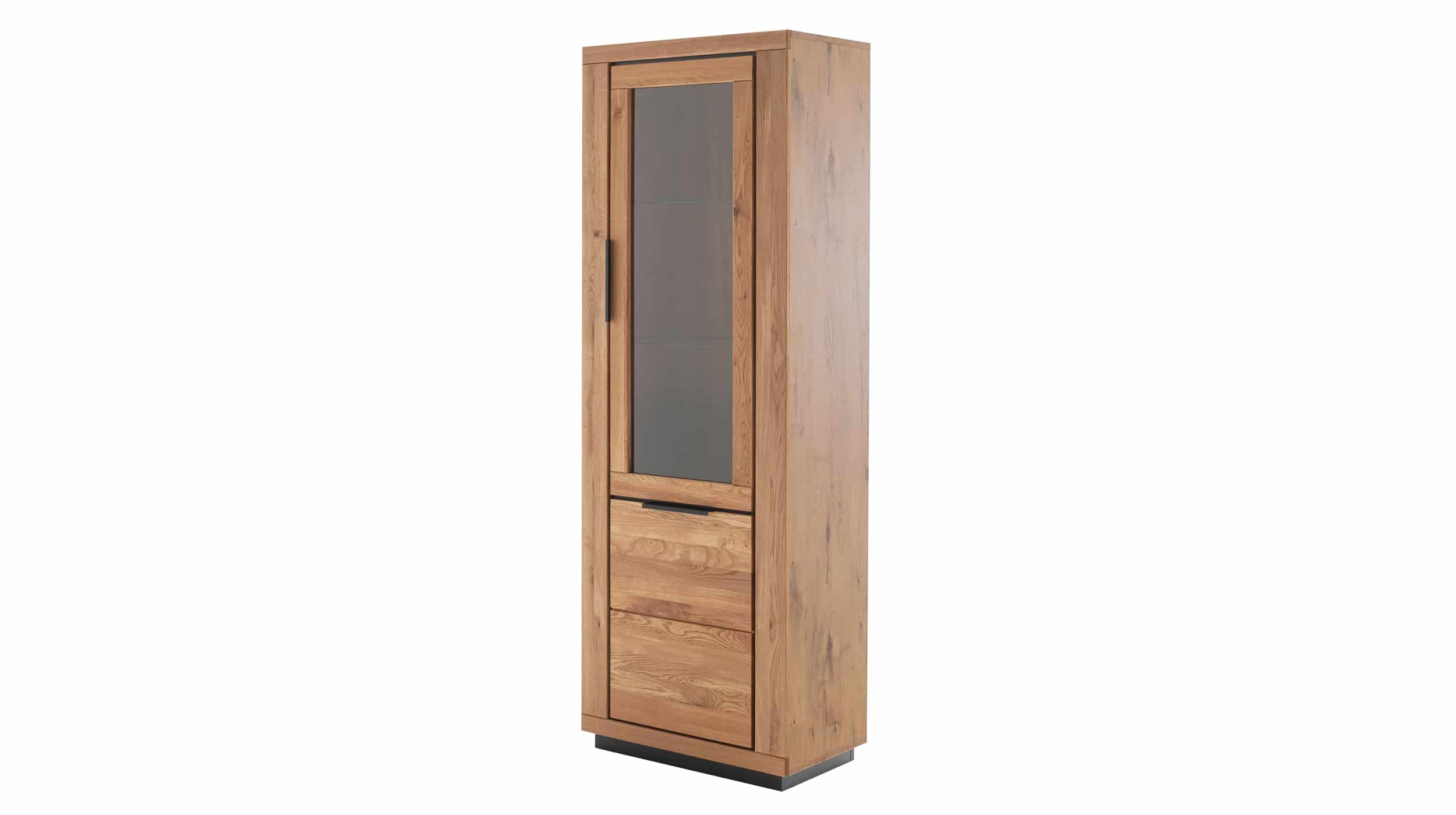 Vitrine mit Glastür Wildeiche teilmassiv geölt Breite 72 cm - GRENO Vitrine mit Glastür Wildeiche teilmassiv geölt 72 cm - GRENO